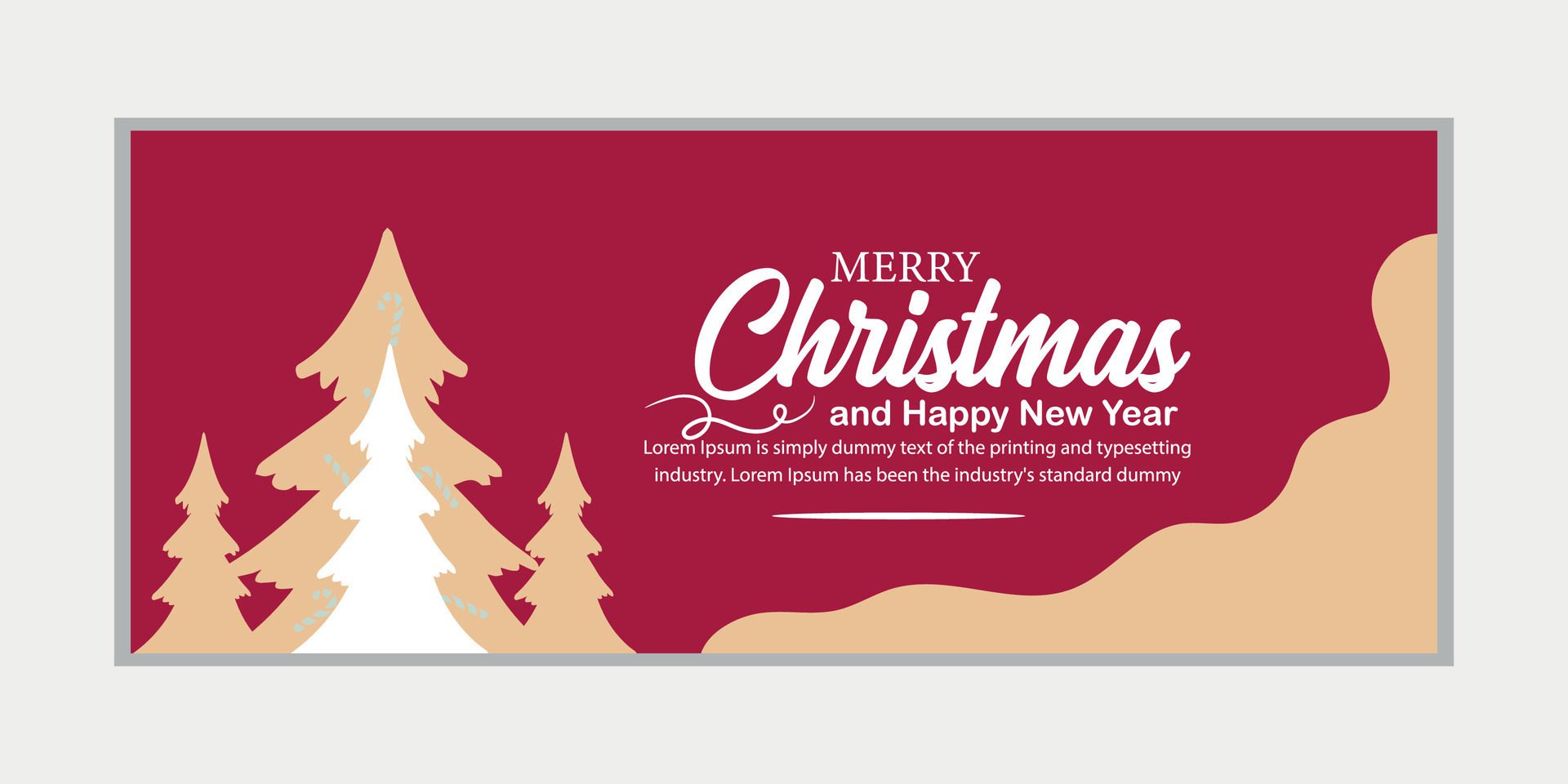 merry christmas banner set and happy new year banner, social media cover and web banner,Merry Christmas design for greeting card, Free Vector