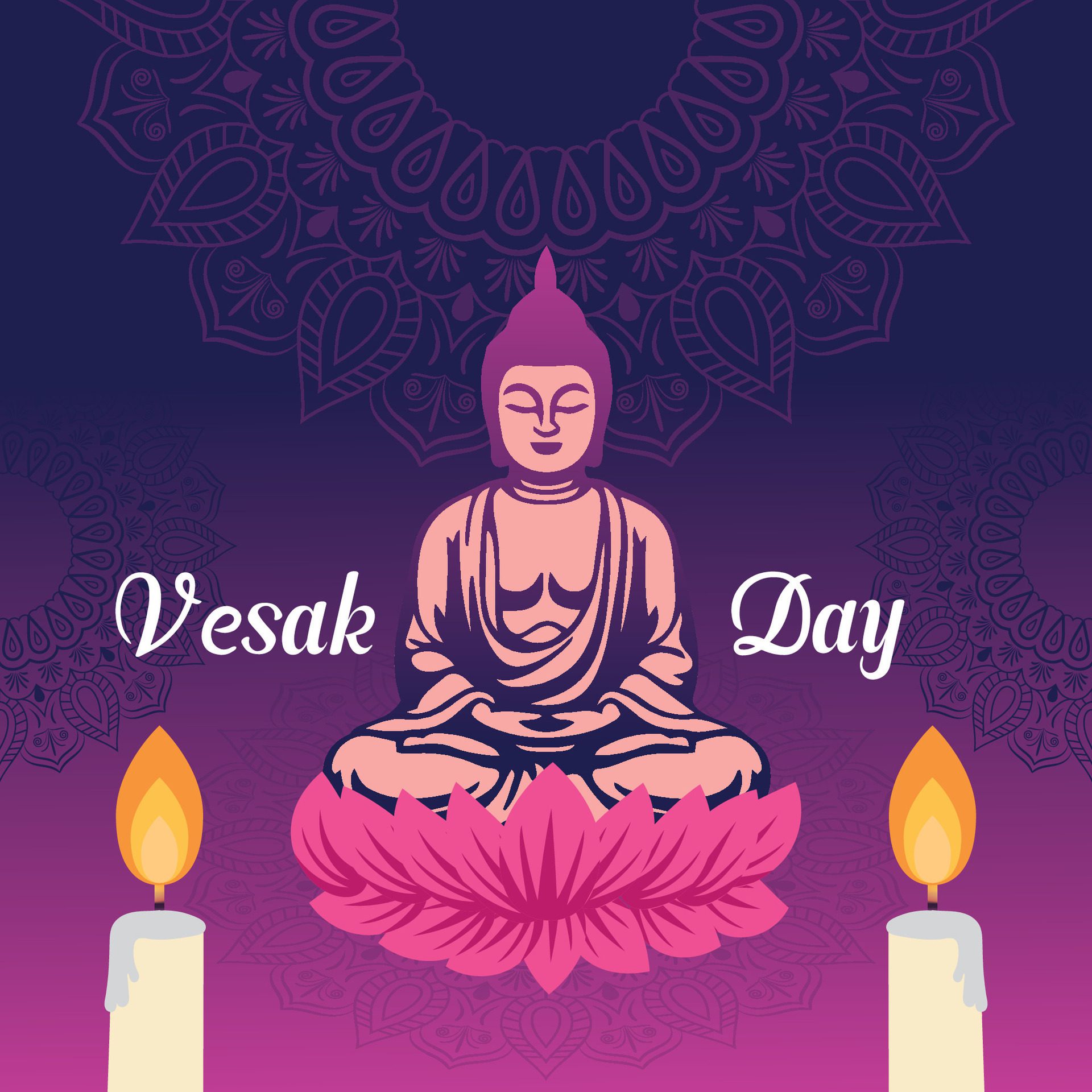 Flat vertical poster template for vesak day illustration festival celebration social media post and vesak day Banner Free Vector