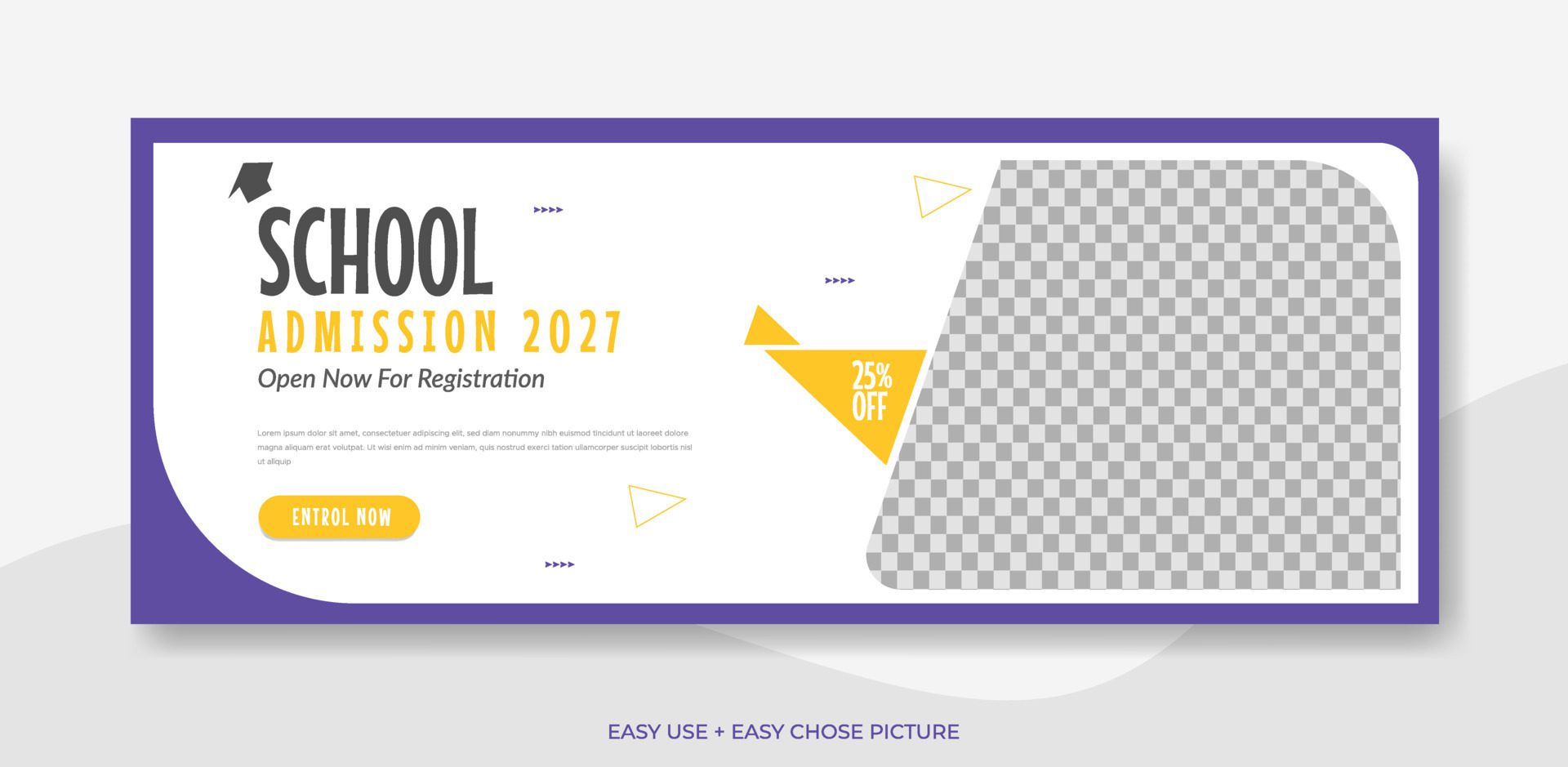 School admission web banner template design illustration Free Vector