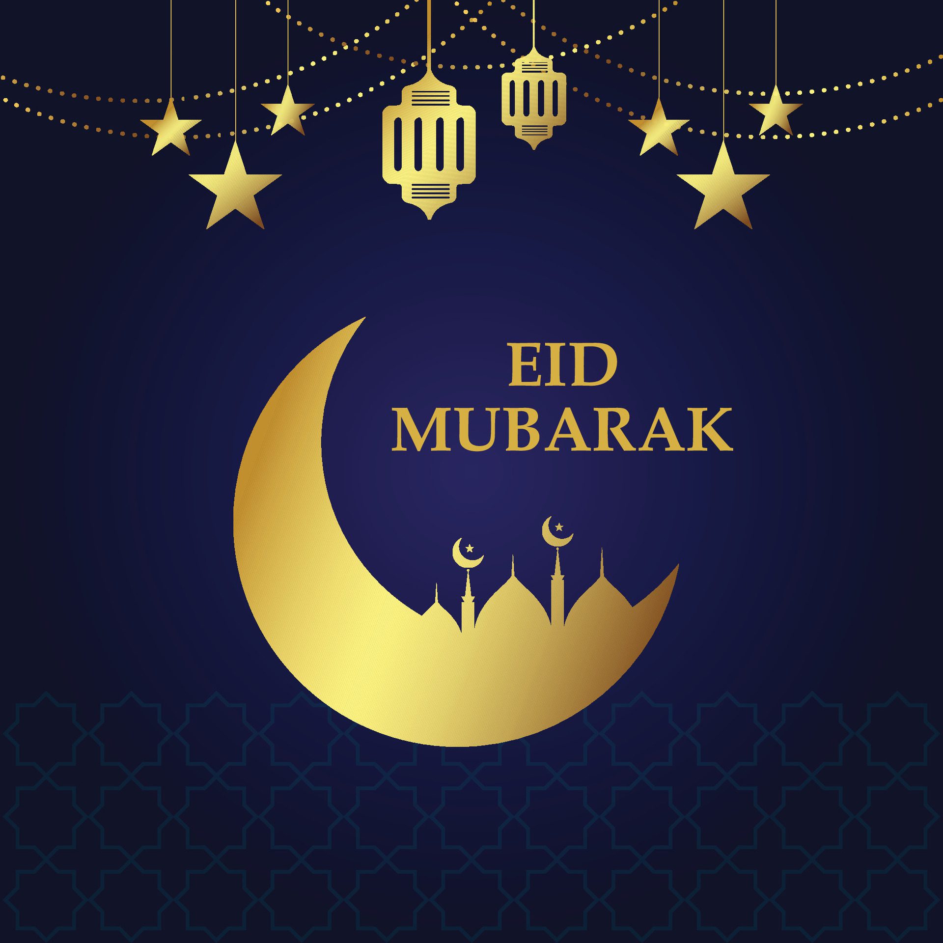 Eid mubarak islamic greeting banner background Free Vector