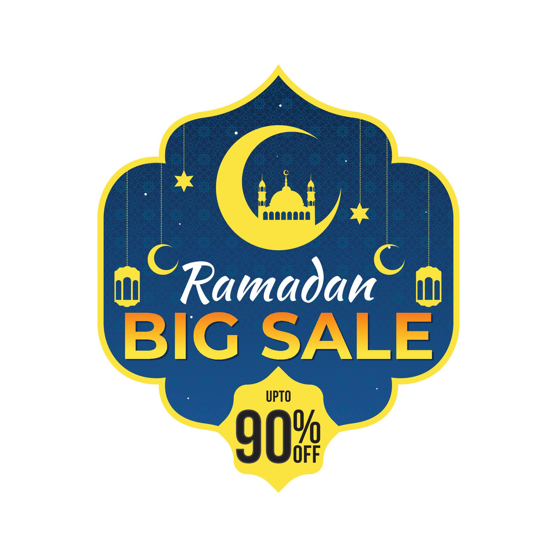 Ramadan sale label badge sticker banner template design background Vector Free Vector