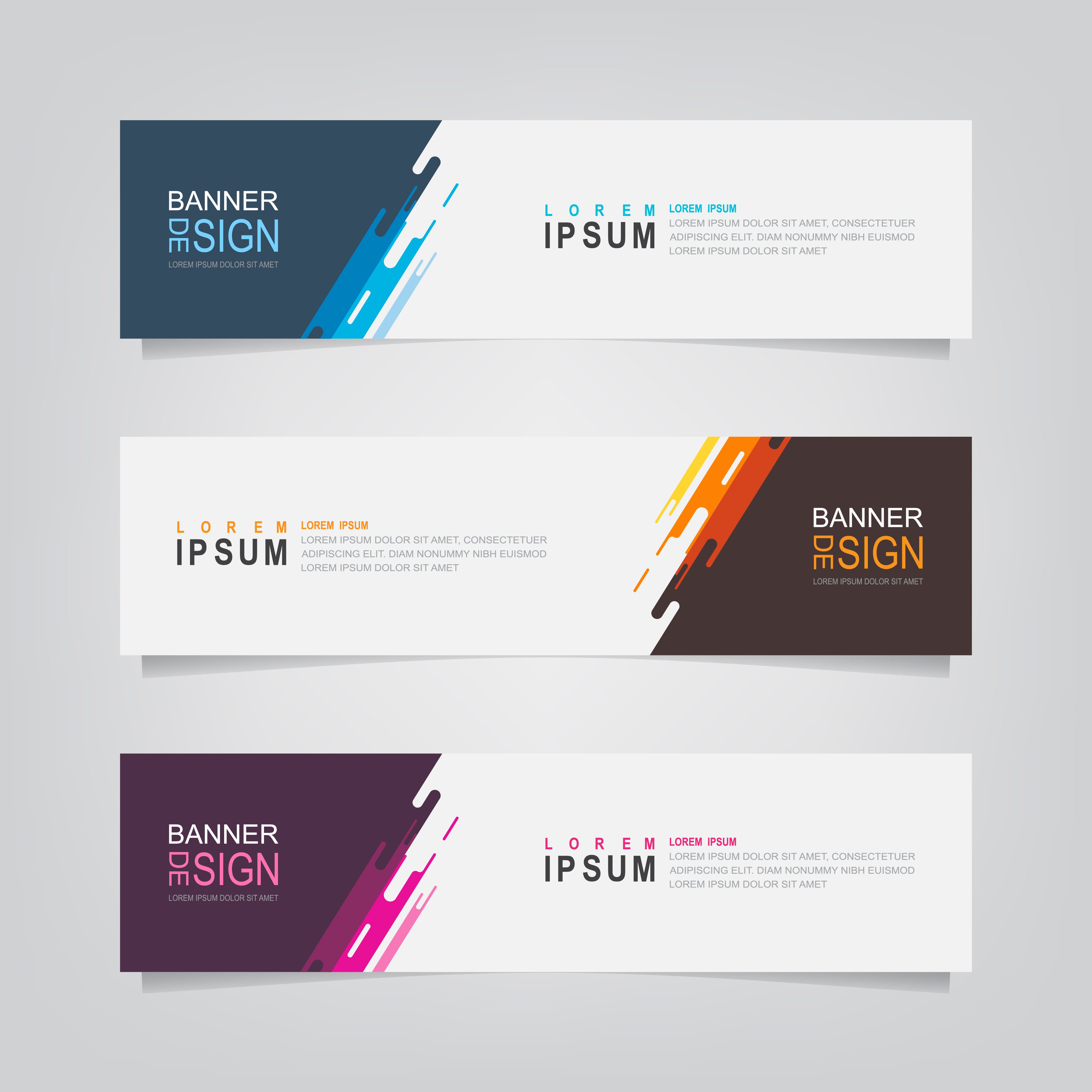 Set of Abstract Geometric Shape Modern Banners Free Vector