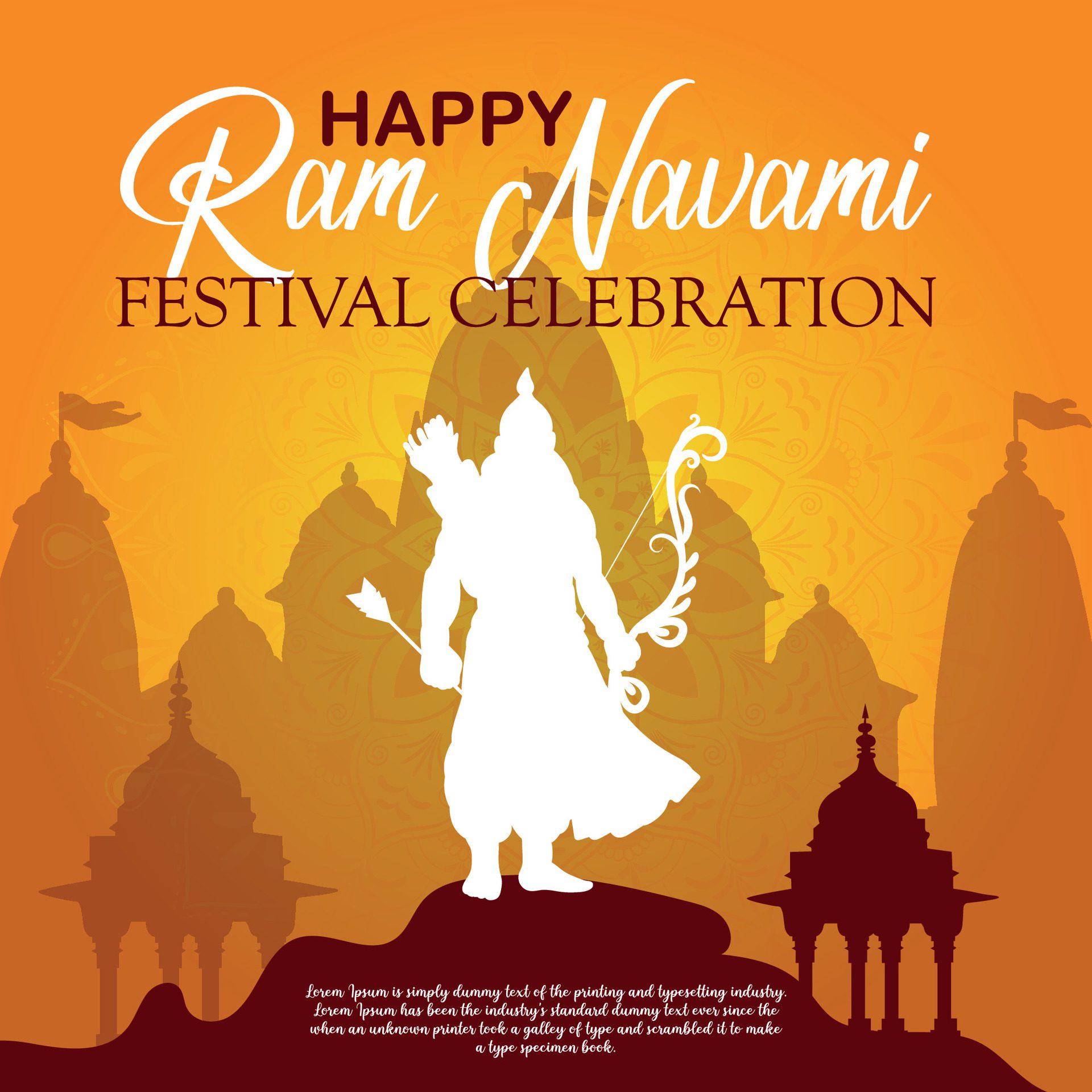 Happy Ram Navami cultural Banner Hindu festival vertical post wishes celebration card Ram Navami celebration background Free Vector