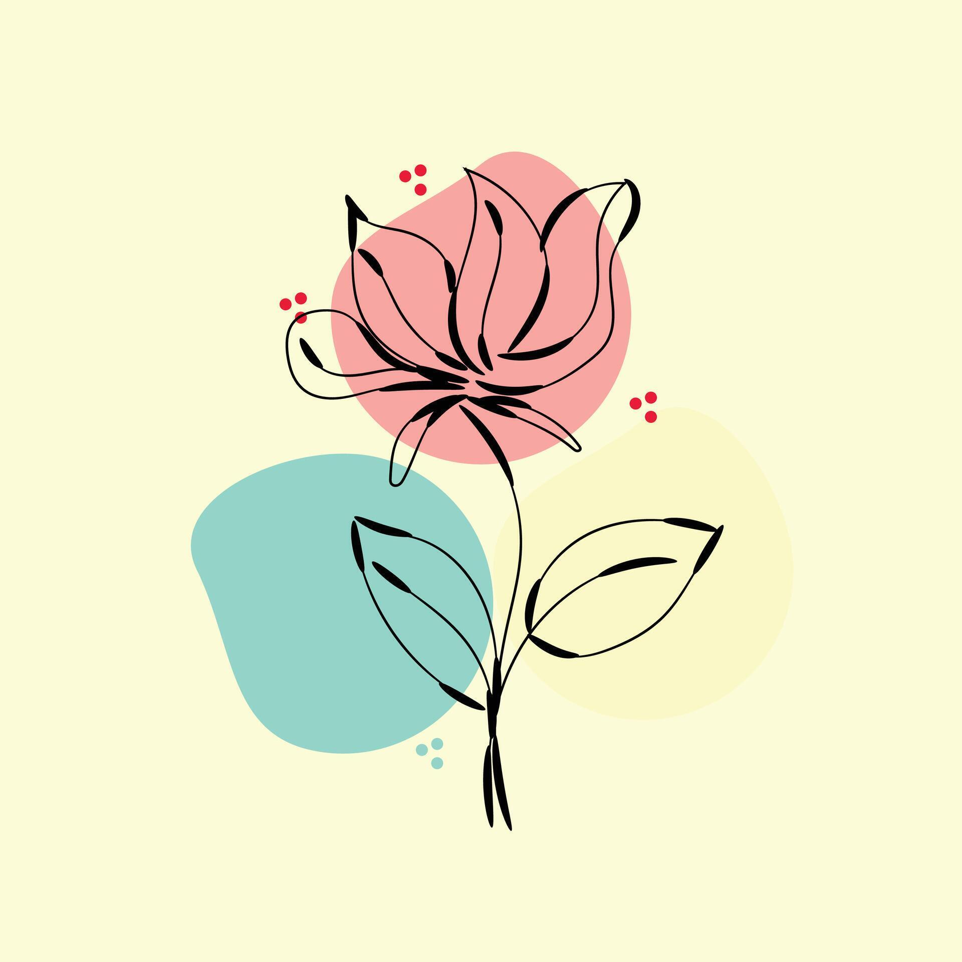 Flat design simple flower outline Stock Free