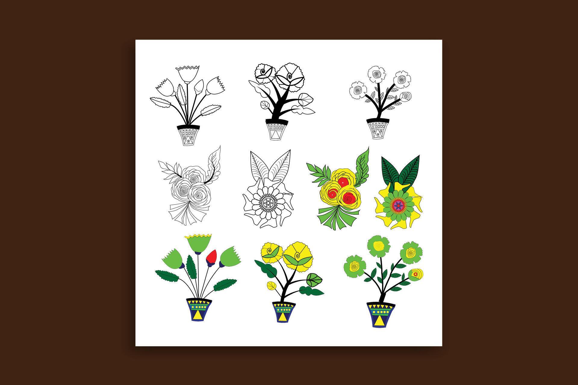 Hand drawn flower collection Stock Free