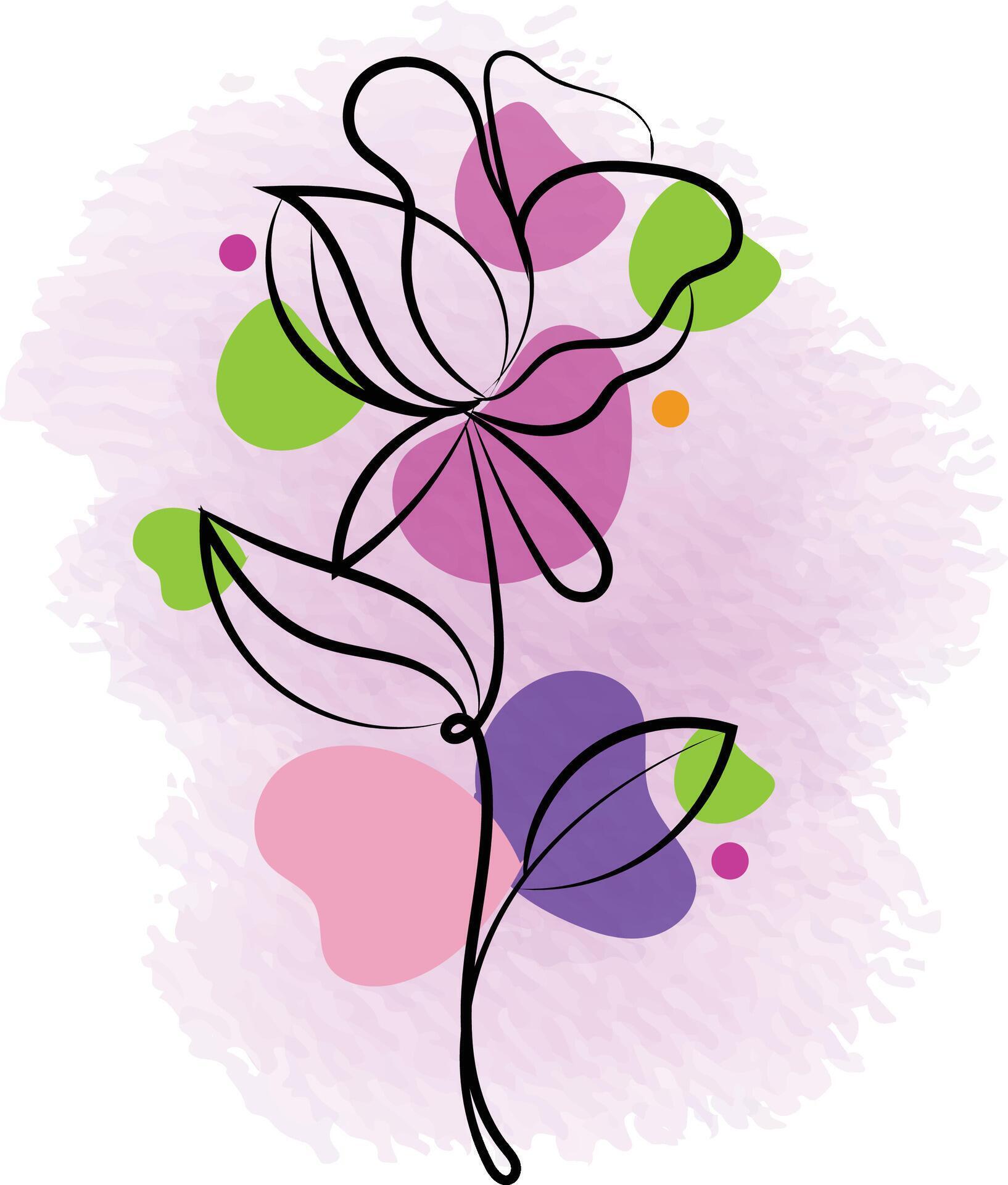 watercolor flower line art Stock Free