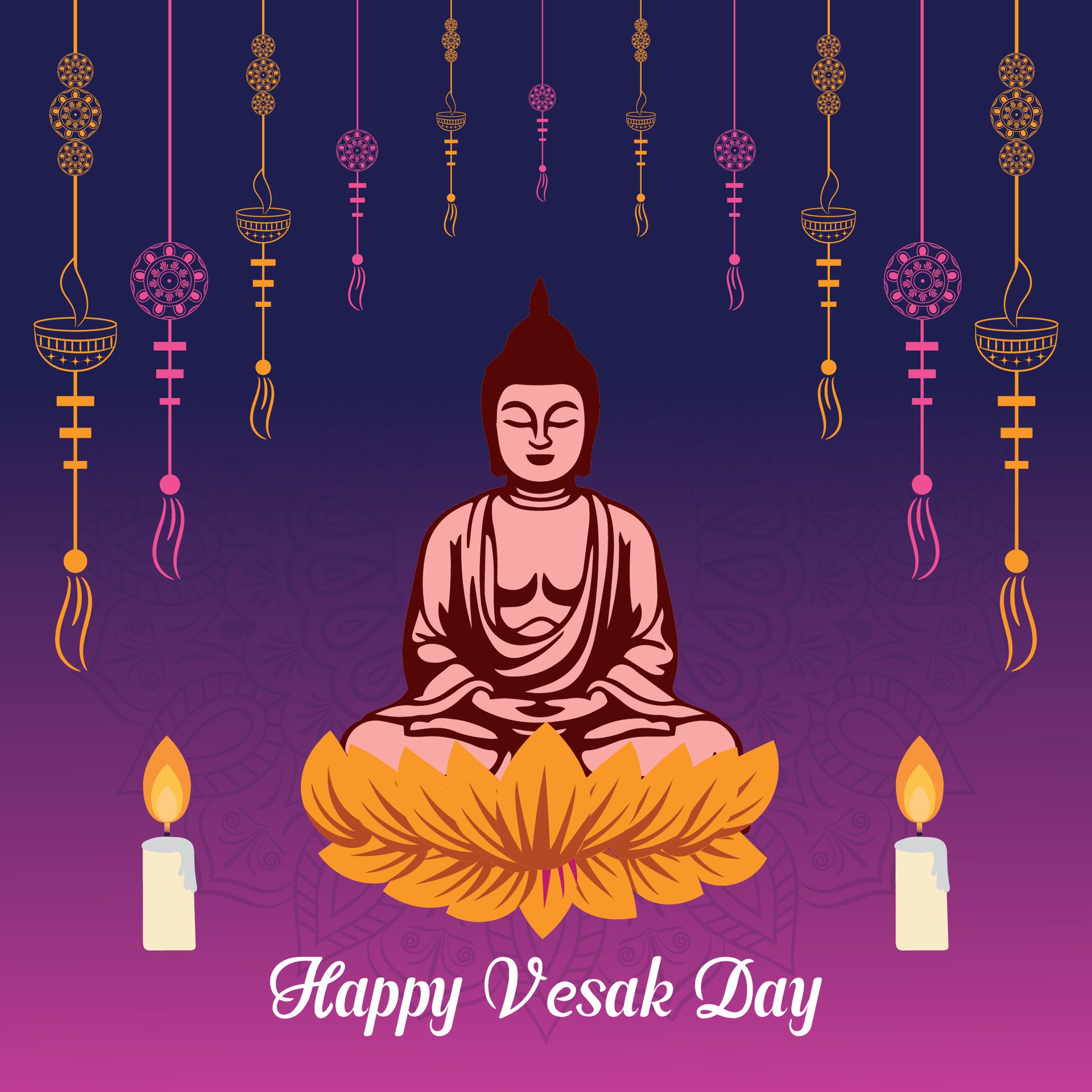 Flat vertical poster template for vesak day illustration festival celebration social media post and vesak day Banner Free Vector