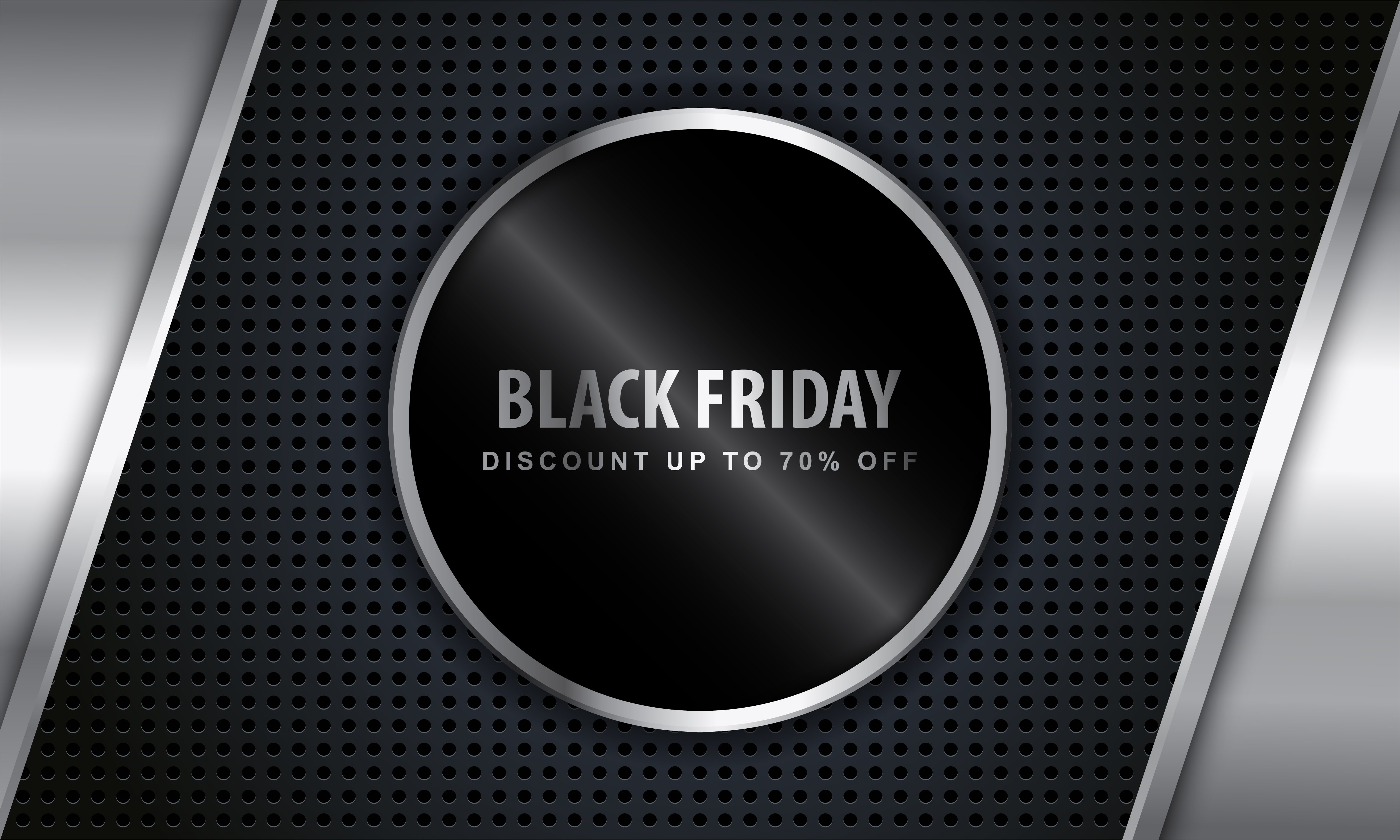 Black Friday Metallic Design with Discount Offer Frame Free Vector