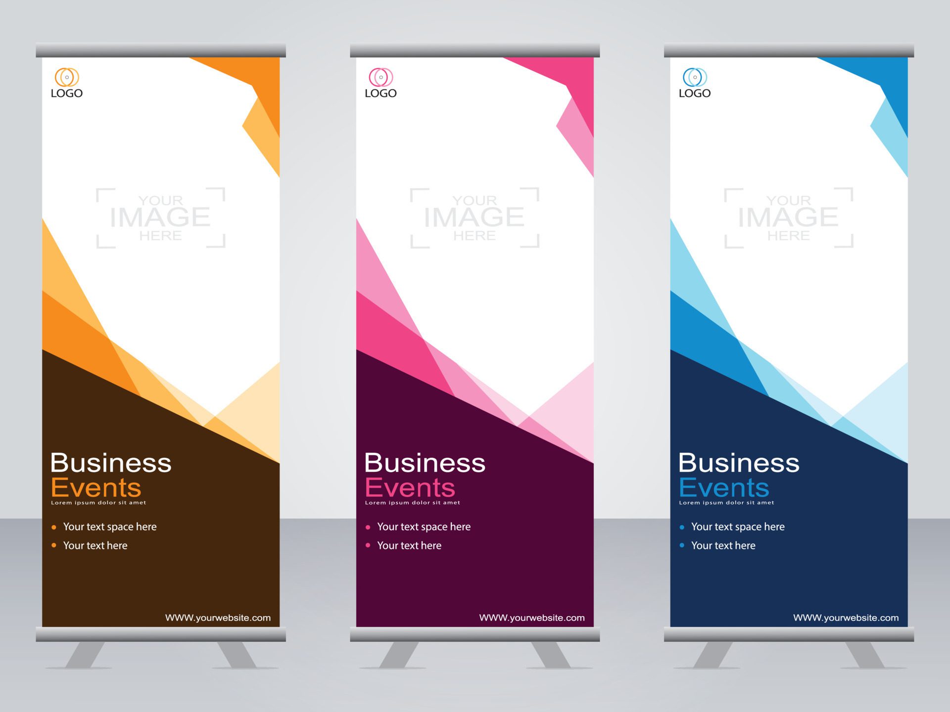 Business banner roll up set standee banner template. Free Vector