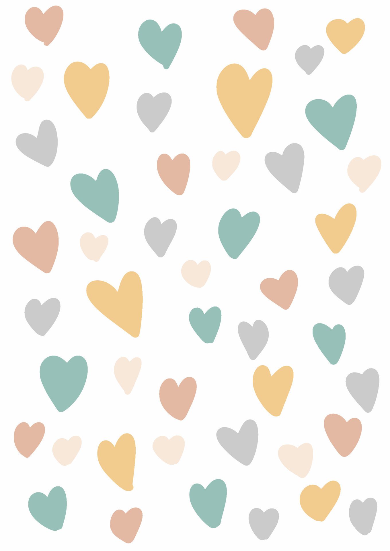 hand drawn Scandi style pastel hearts pattern design Free Vector