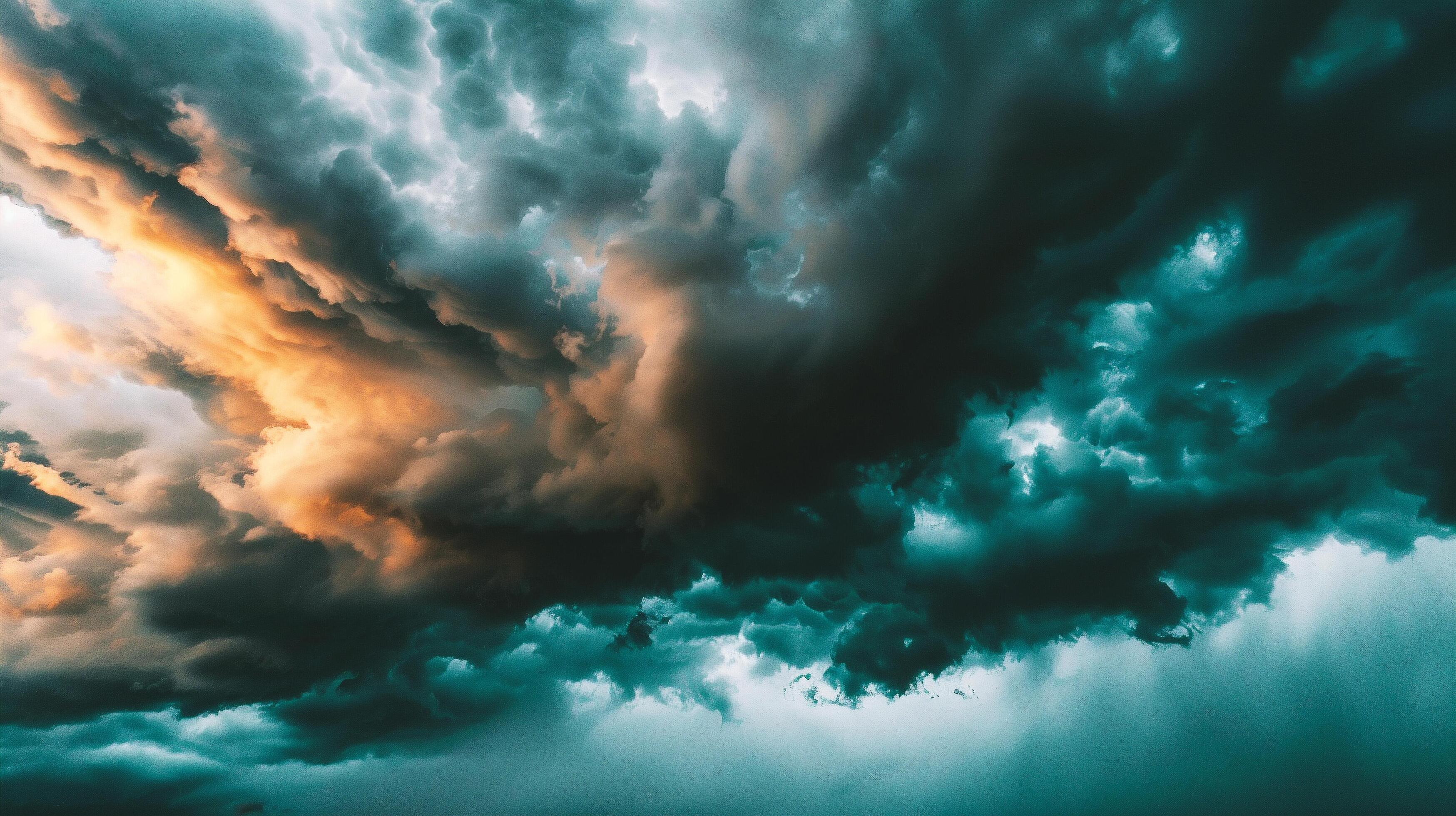 Dramatic stormy sky with dark clouds. Dark stormy sky background Stock Free