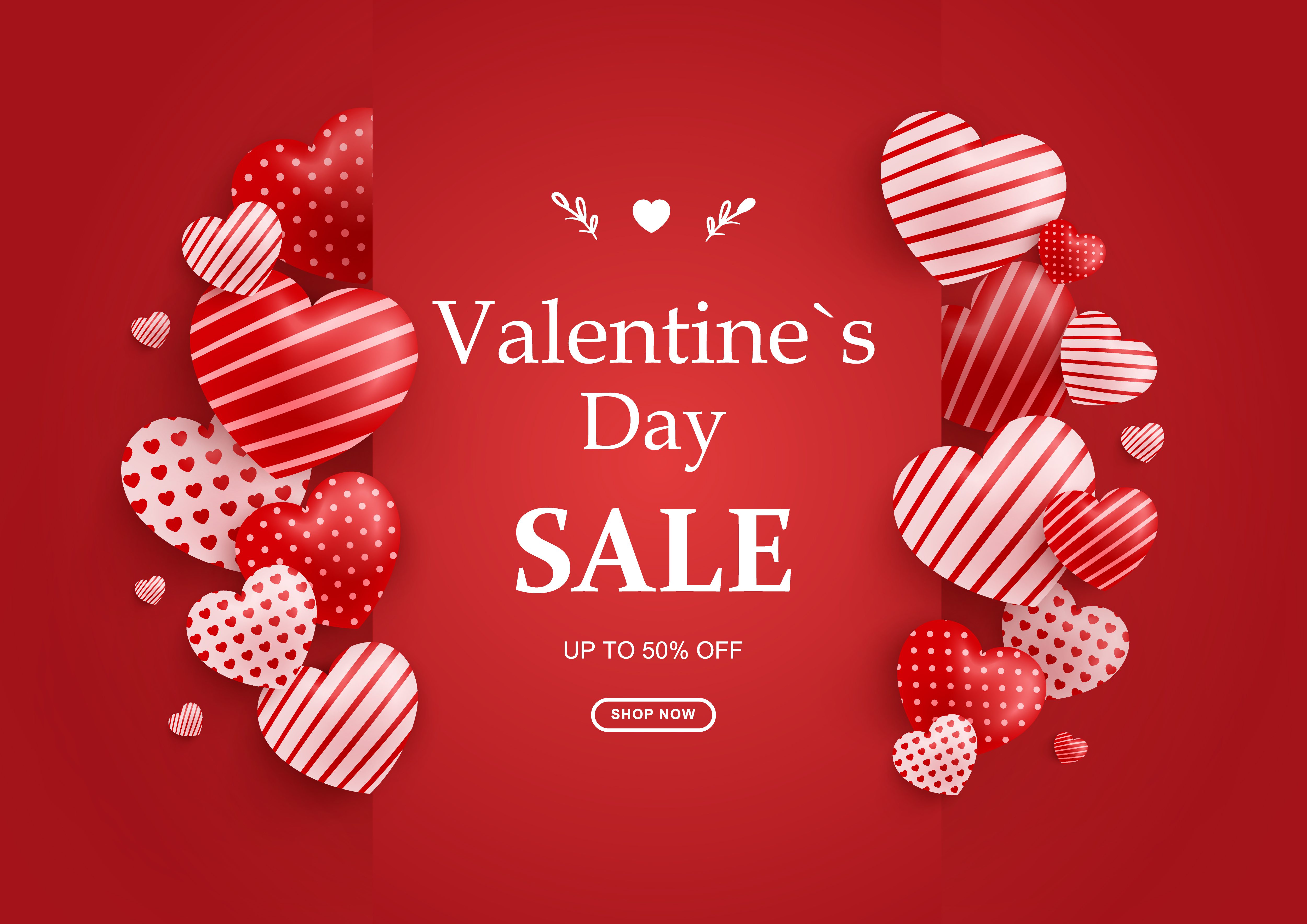 Valentines Day sale banner, lovely valentine day hearts Free Vector