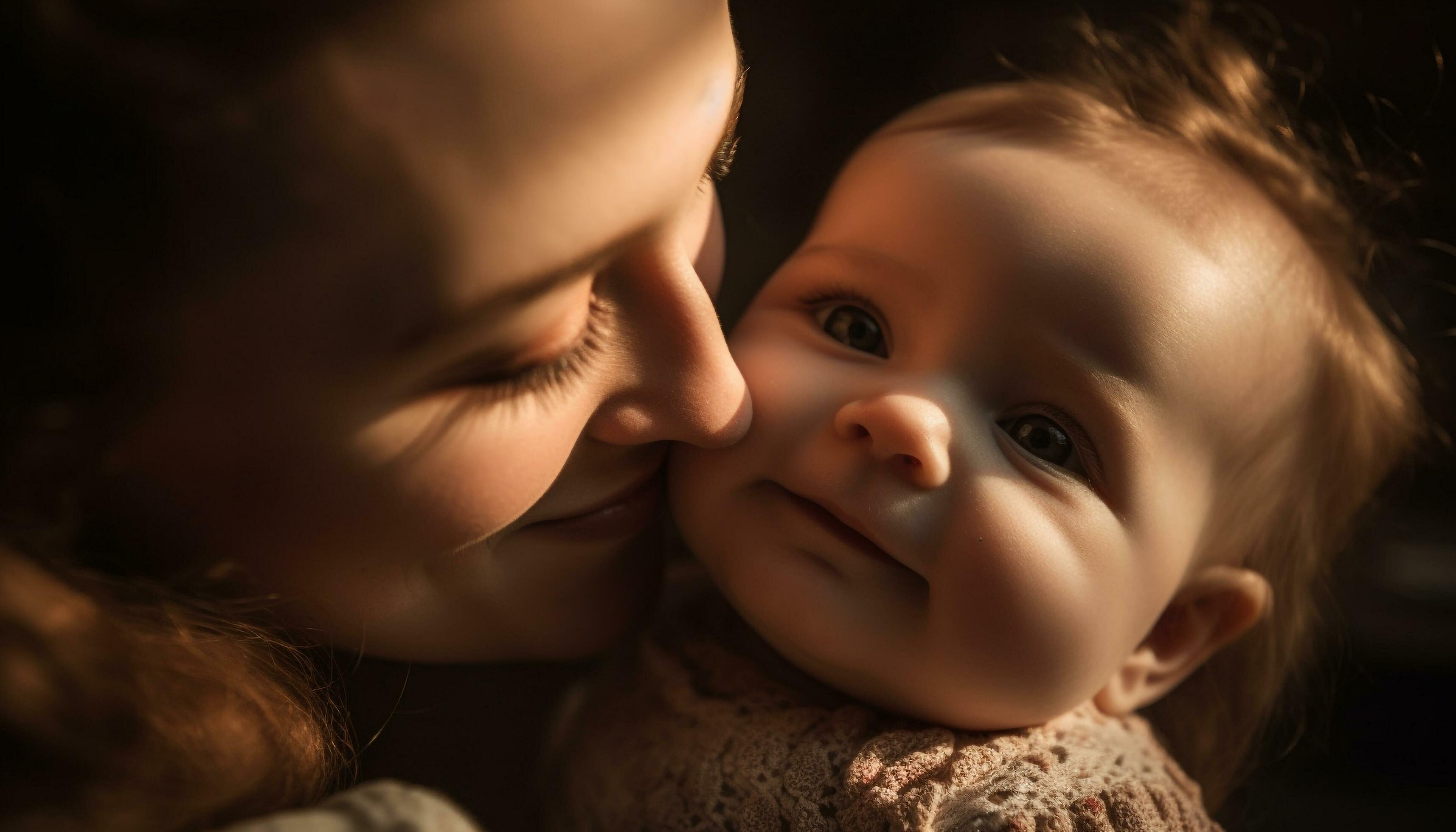 Smiling family embraces new life outdoors, playing with playful toddler generated by AI Stock Free