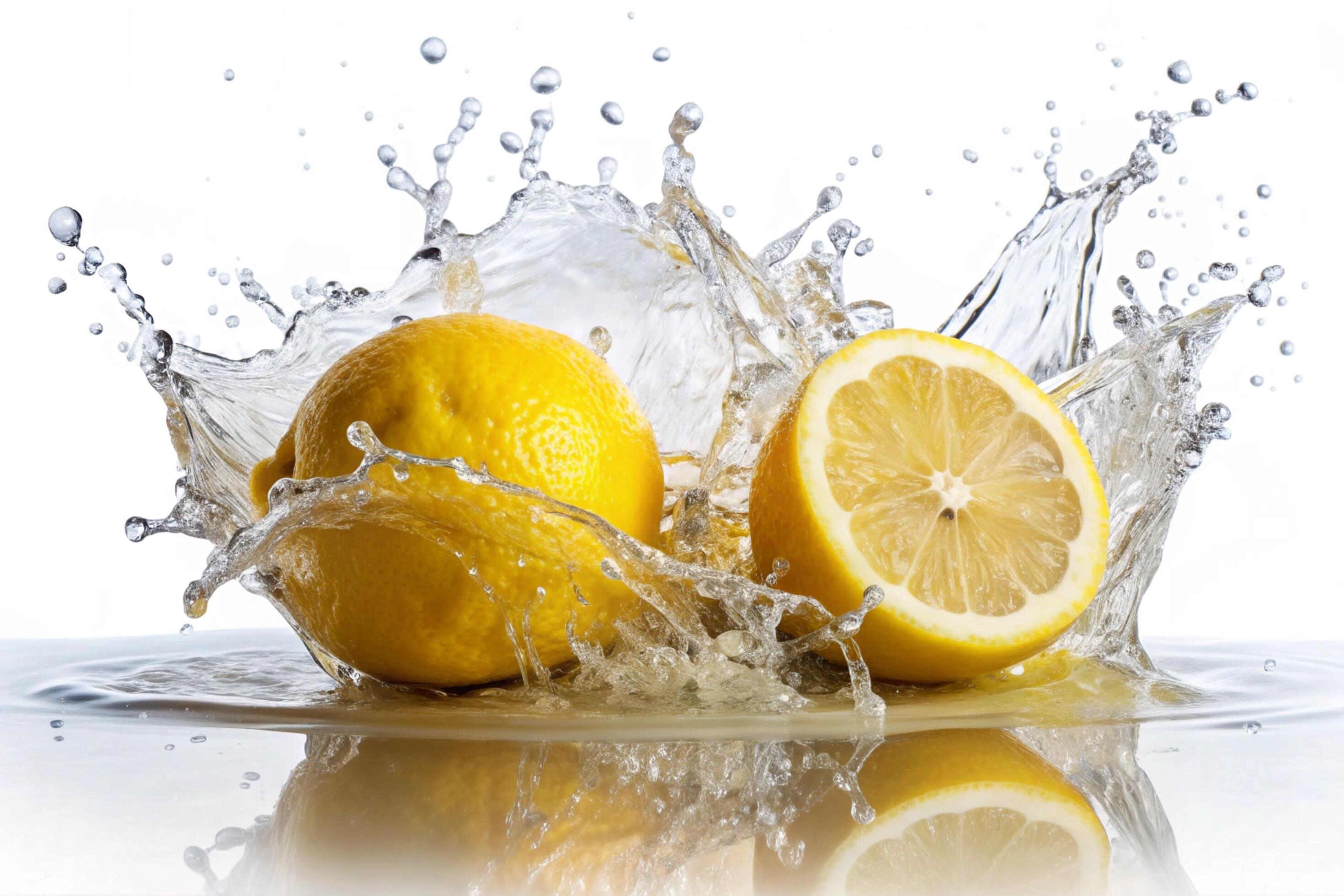 Lemon splashes on white background Stock Free