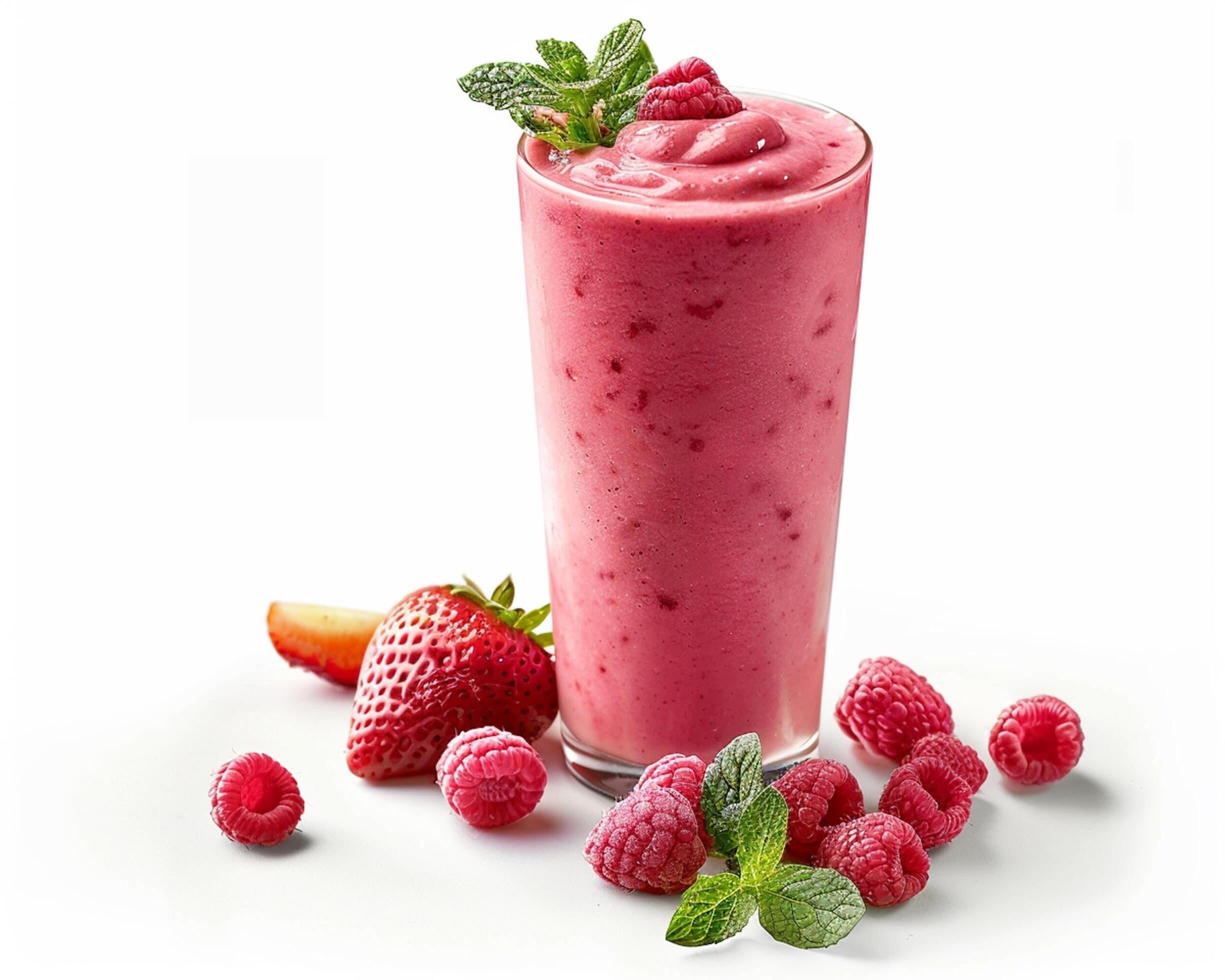 a smoothie with strawberries and raspberries Stock Free