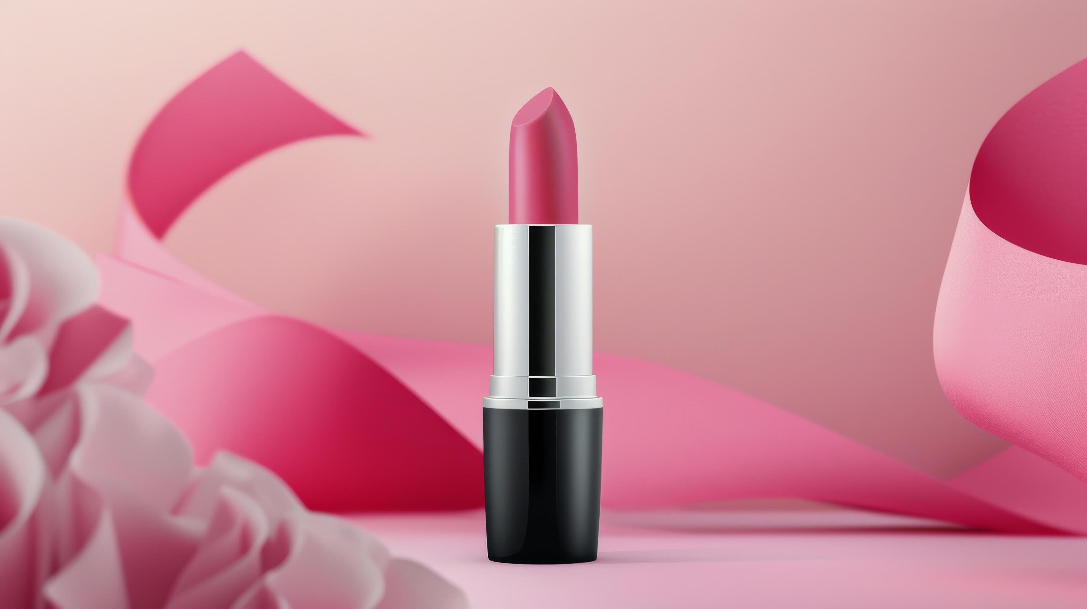 Pink Lipstick on Pink Background Stock Free