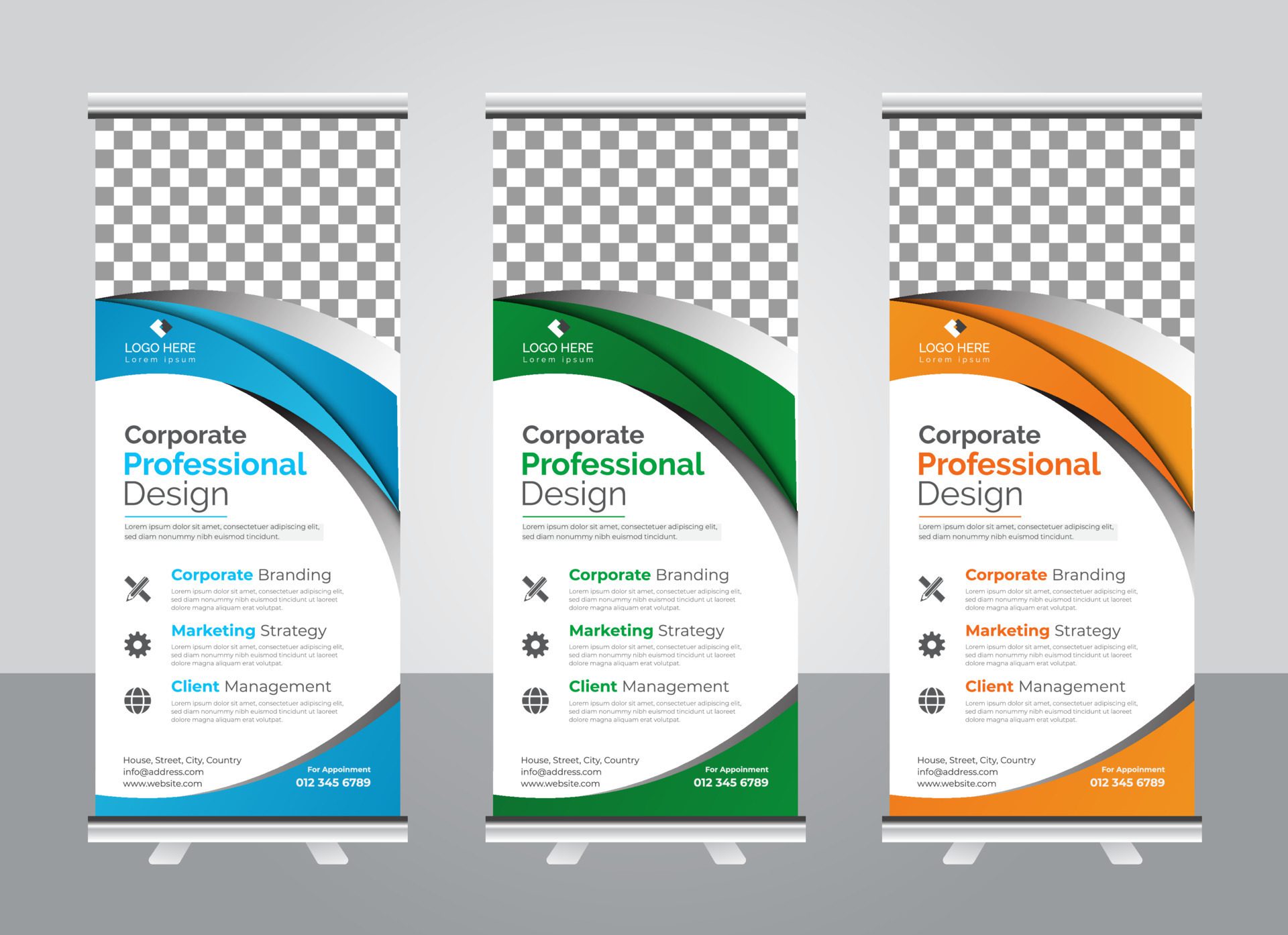 Corporate roll up banner design template Free Vector