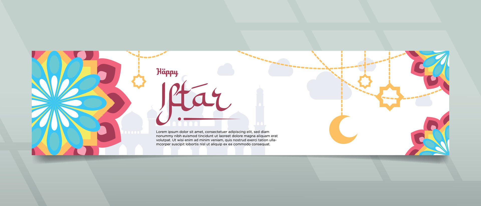 Iftar For Ramadan Banner Design Free Vector