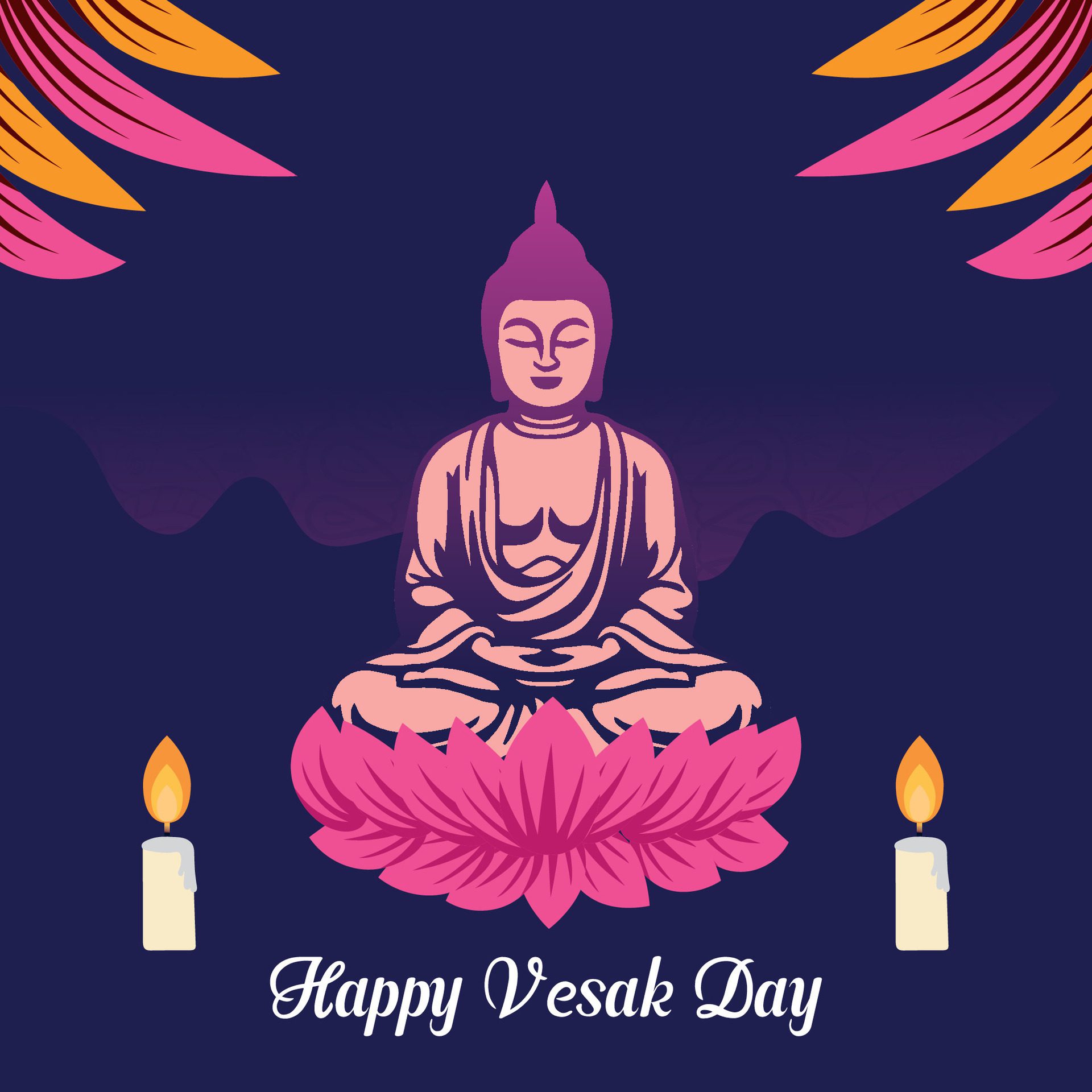 Flat vertical poster template for vesak day illustration festival celebration social media post and vesak day Banner Free Vector