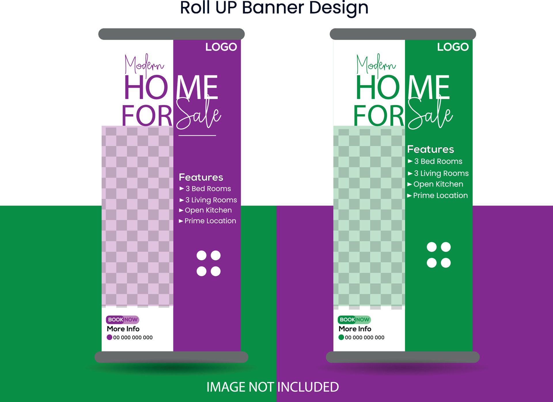 Real state roll up banner design template Free Vector