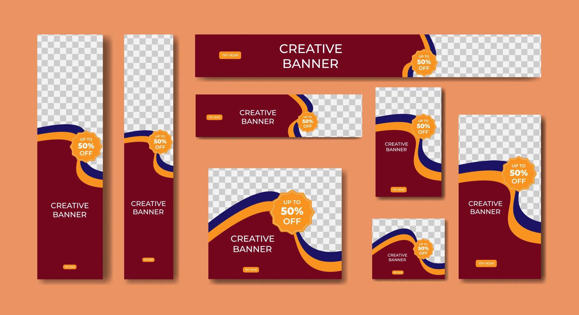 Set Of Ad Banner Template Design Free Vector