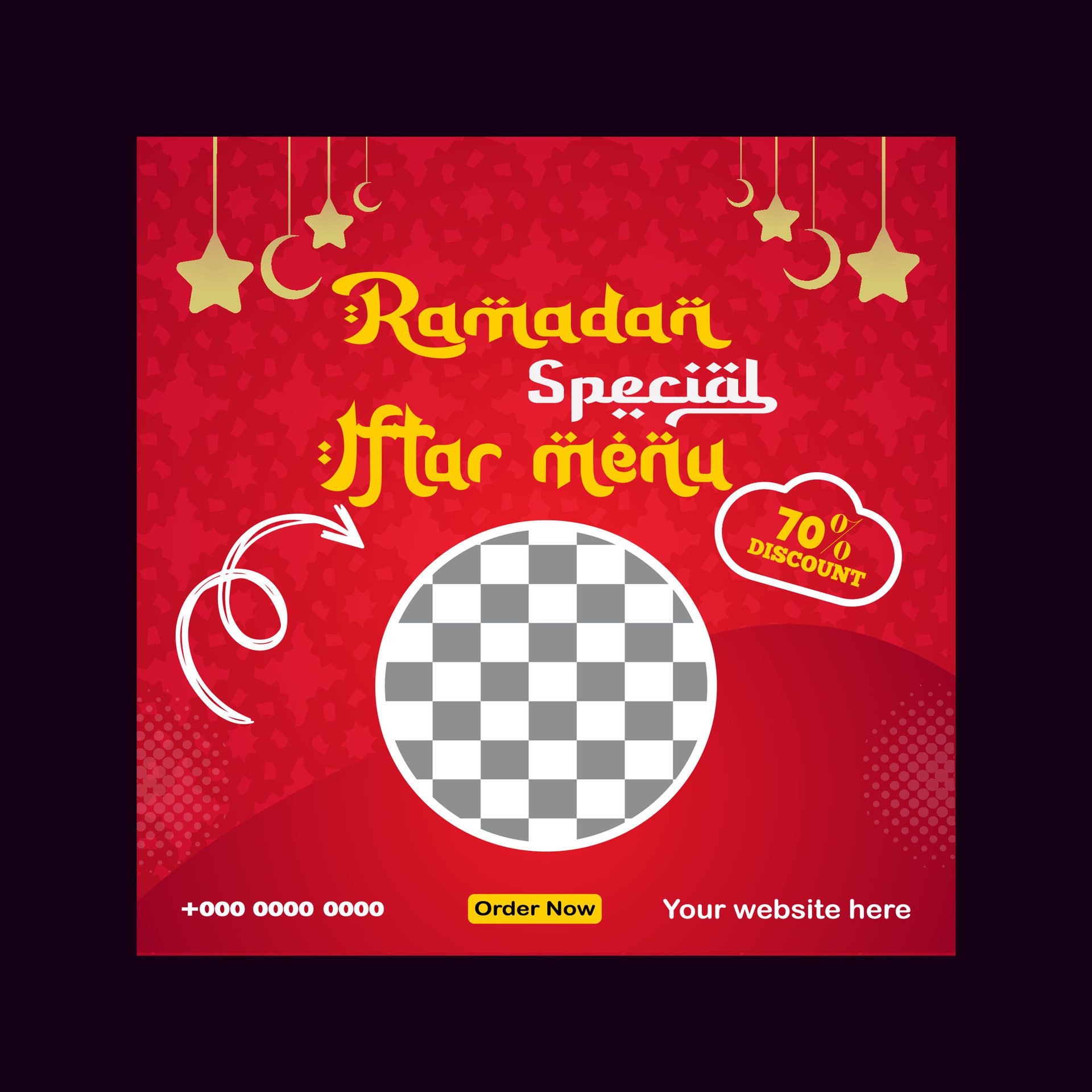 Ramadan iftar menu food post design and social media banner template Free Vector