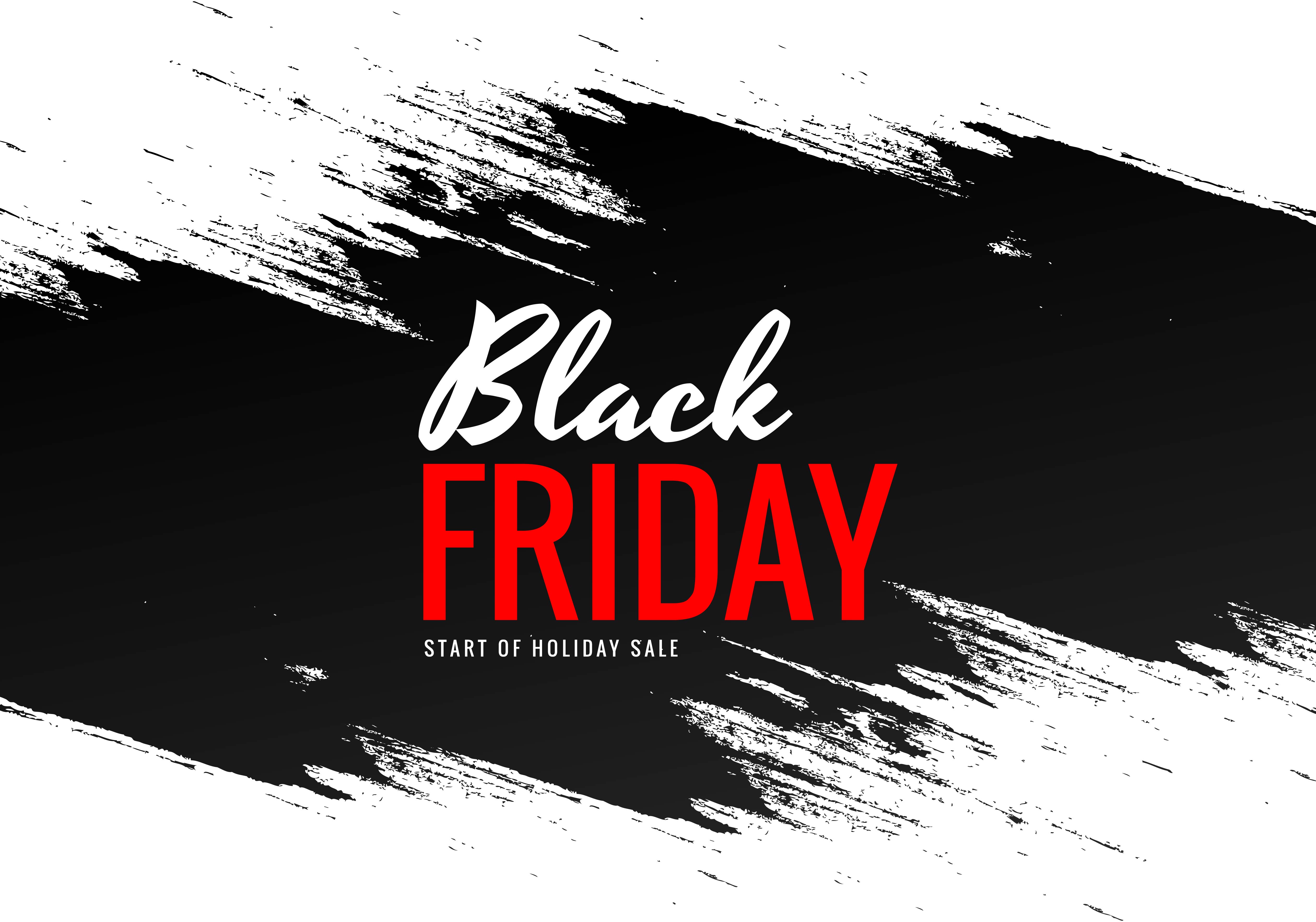 Black Friday with brush banner design Free Vector