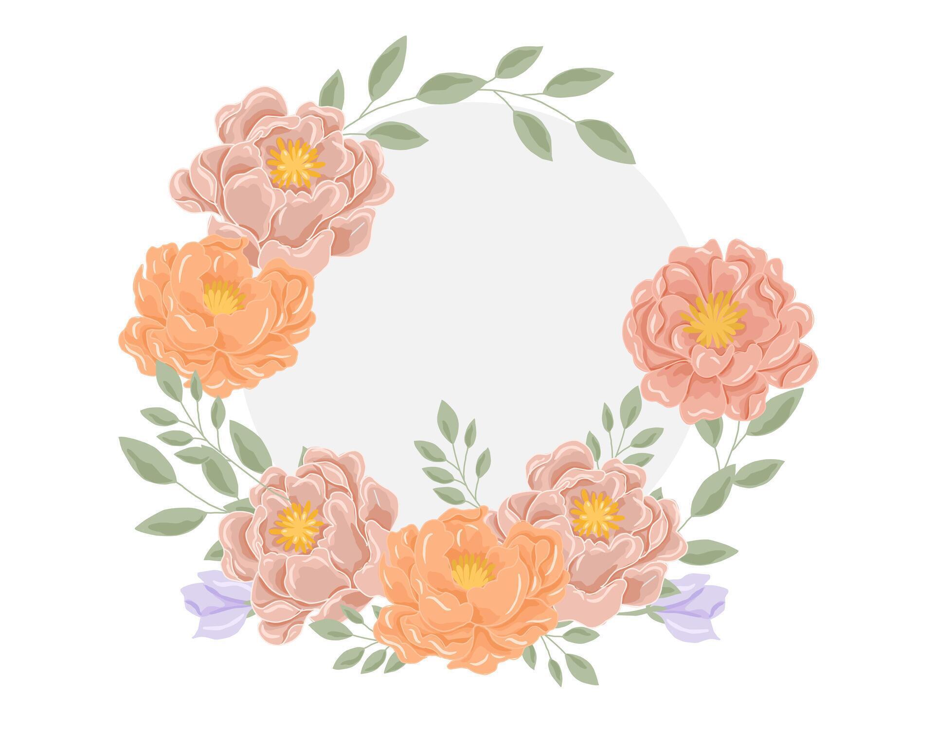 Pastel Orange and Purple Rose Flower Wreath Stock Free