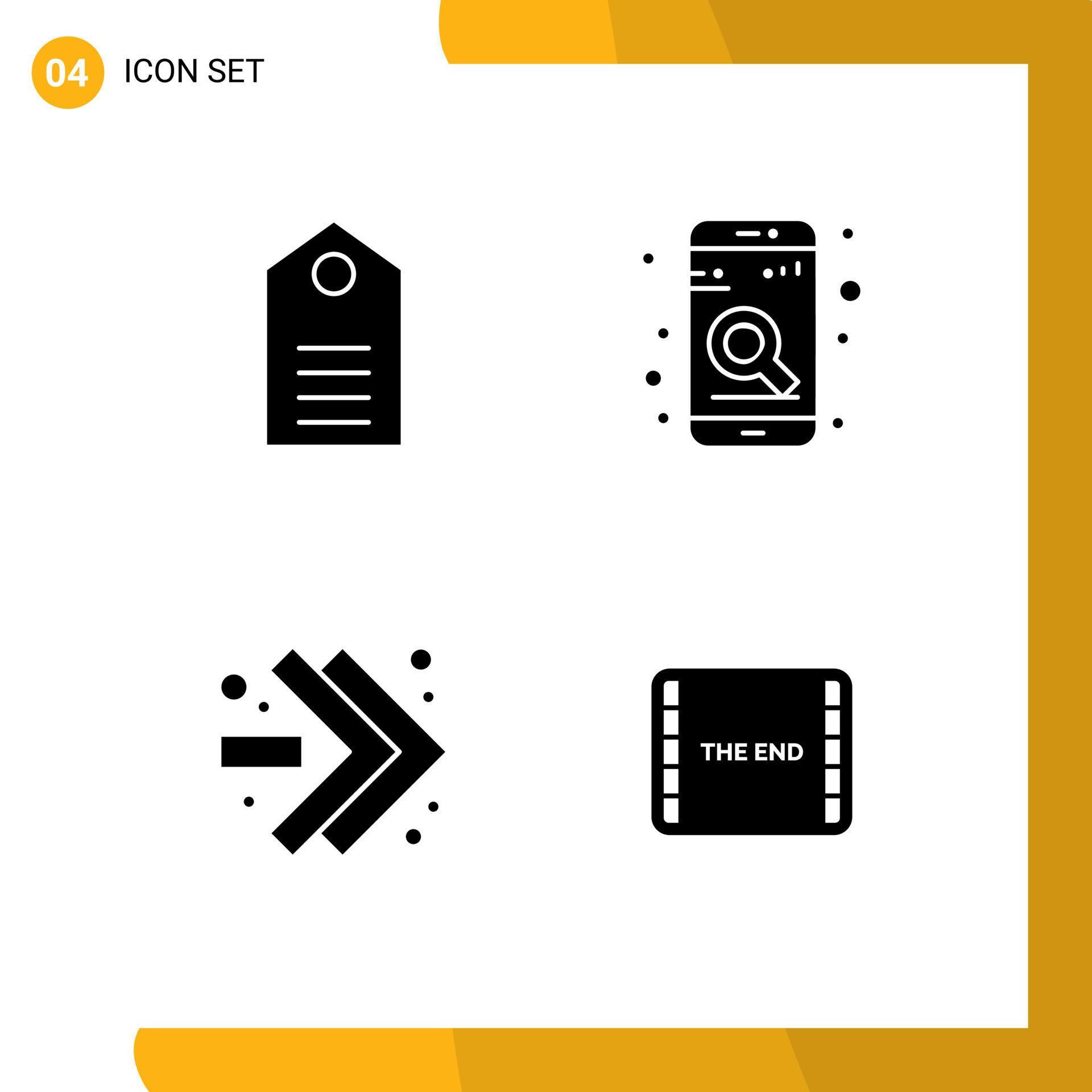 Group of 4 Modern Solid Glyphs Set for clothes arrows label mobile right Editable Vector Design Elements Stock Free