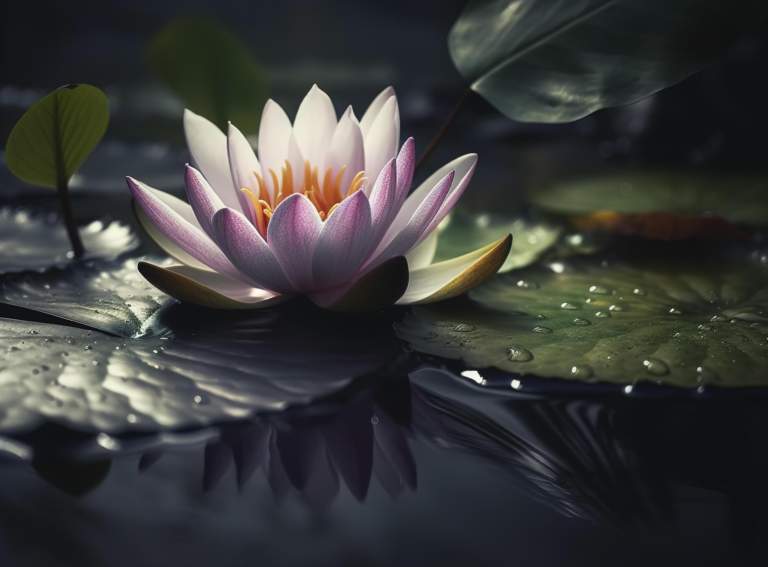 Beautiful Flower or Water Lily Floating on water , Stock Free