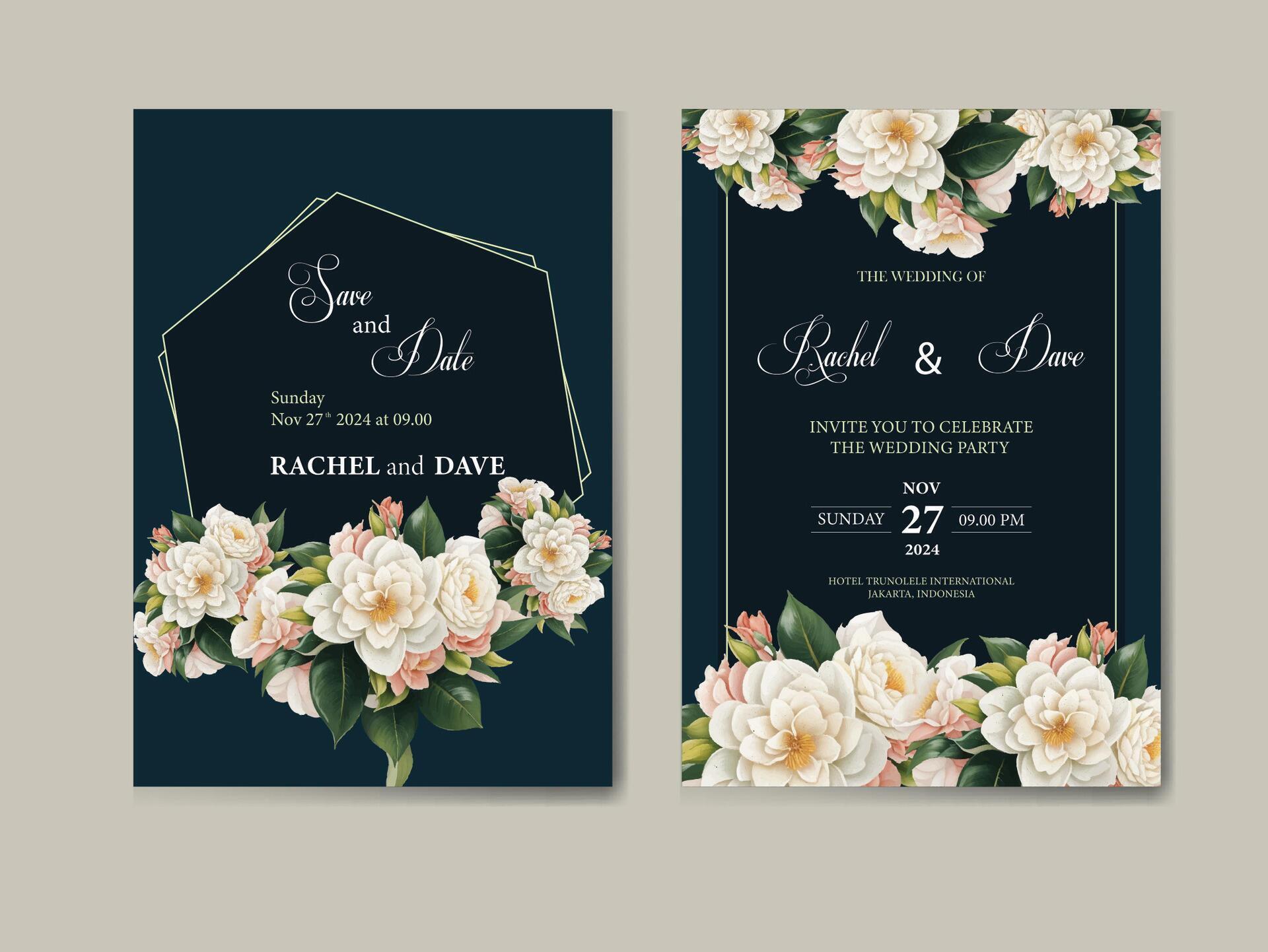 wedding invitation card with flowers Stock Free