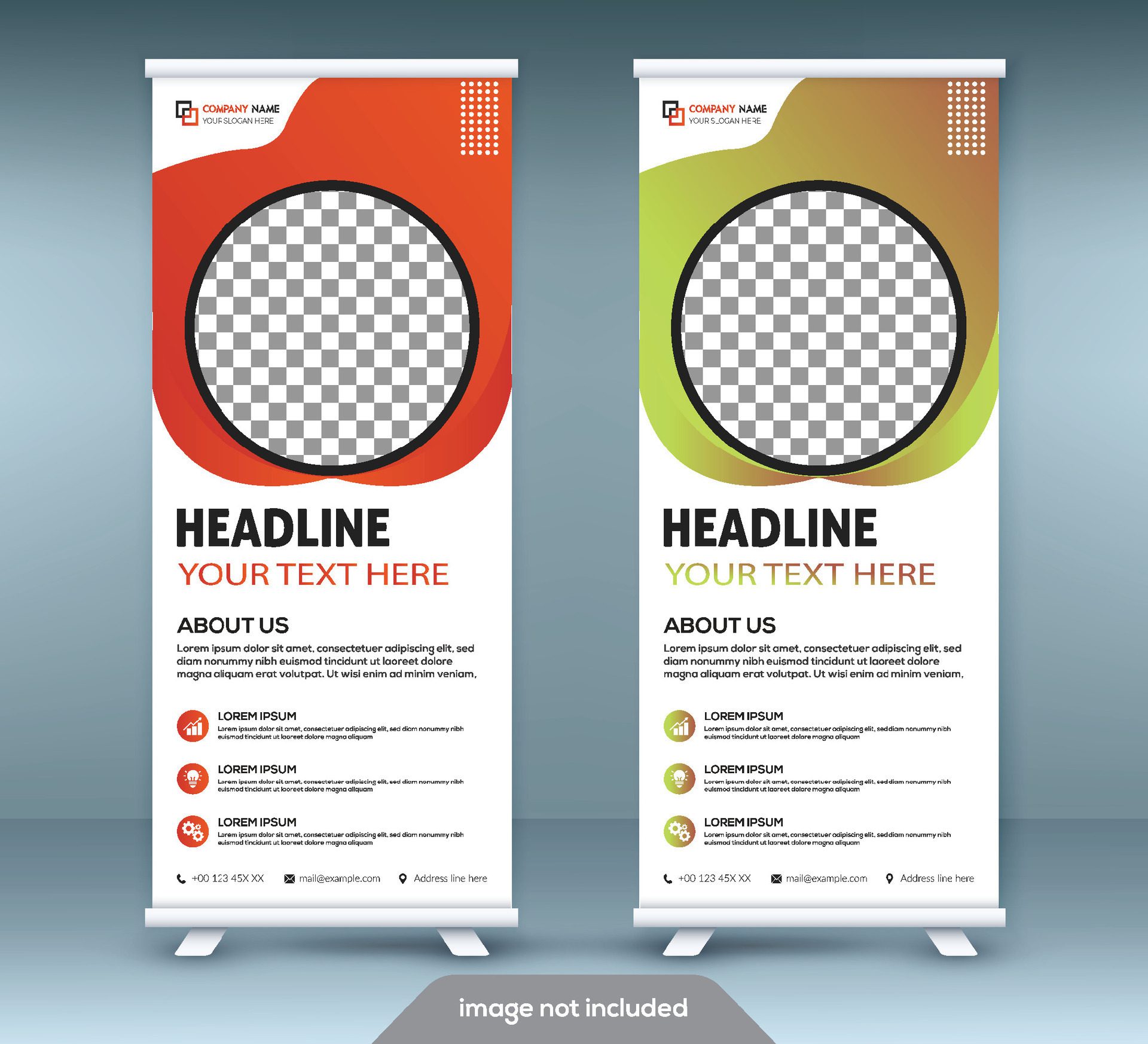 Business Roll Up. Standee Design. Banner Template. Presentation and Brochure Flyer Free Vector