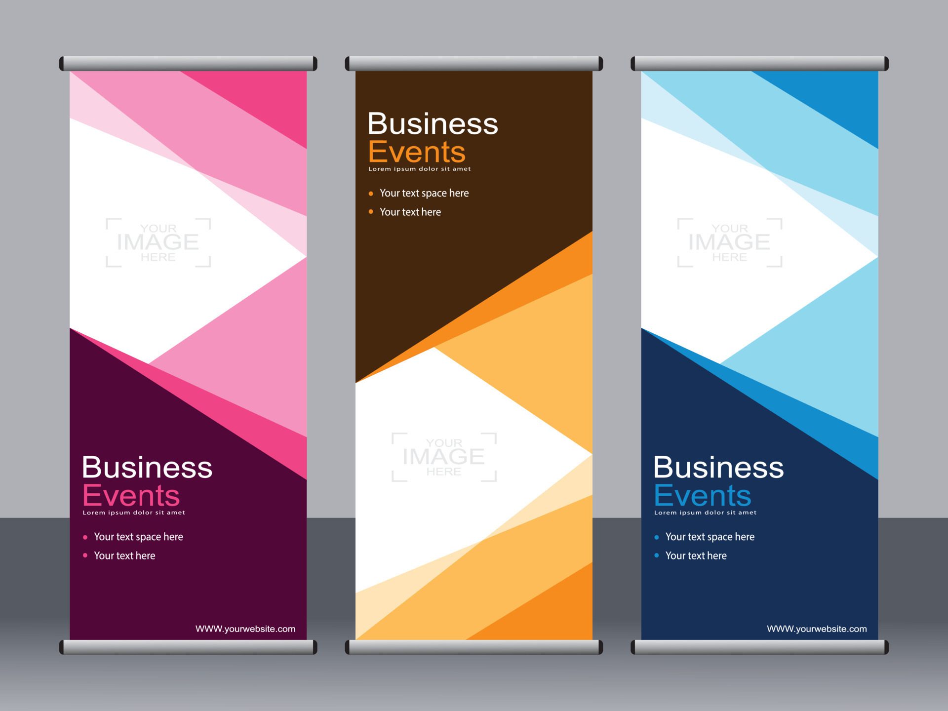 Business banner roll up set standee banner template. Free Vector