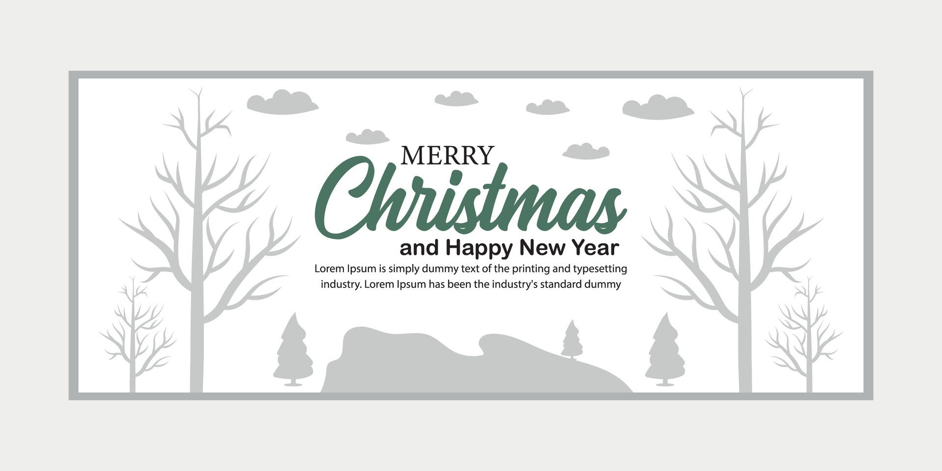 merry christmas banner set and happy new year banner, social media cover and web banner Free Vector