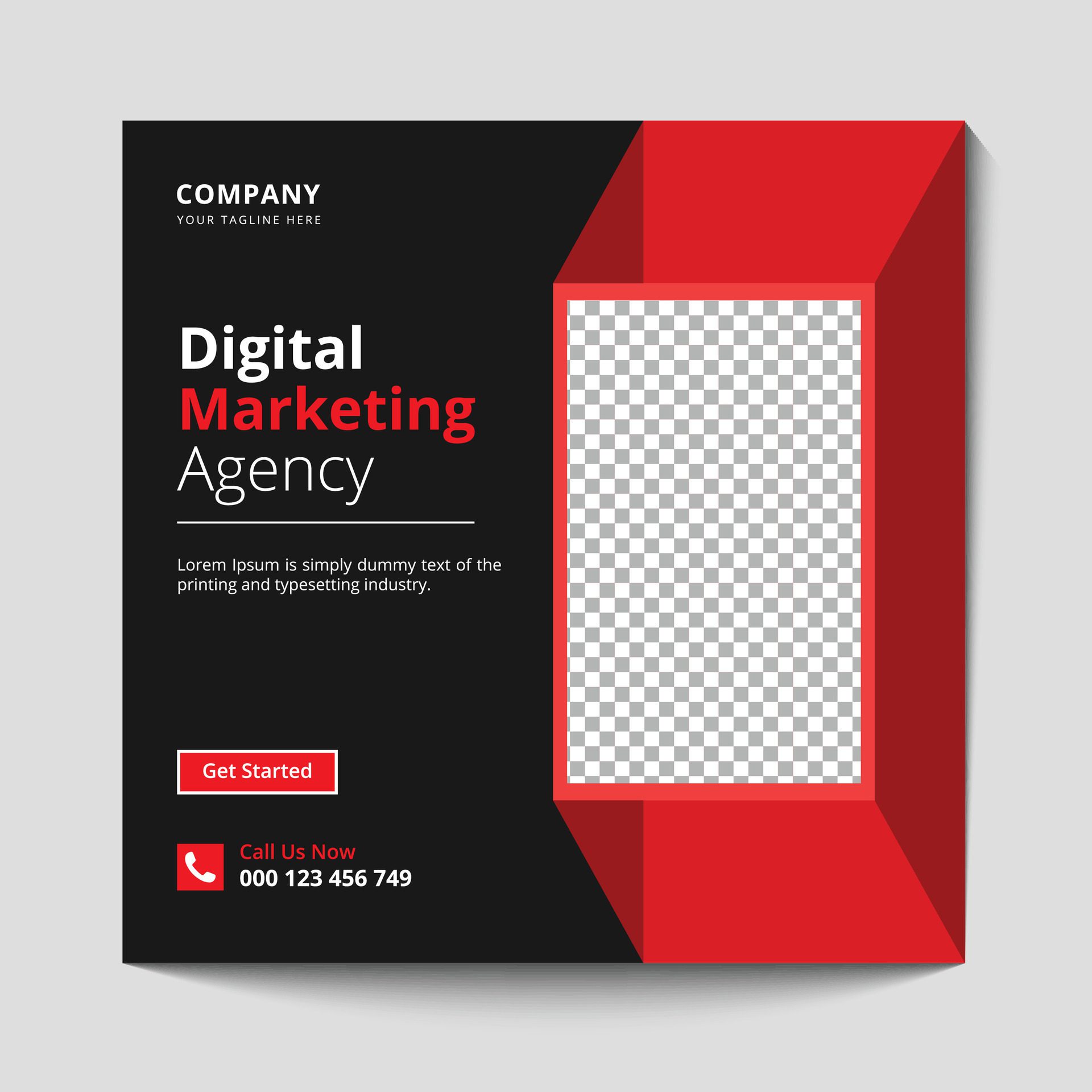 Marketing Agency Social Media Post, Digital Marketing Web Banner, Corporate Square Flyer Template banner Free Vector