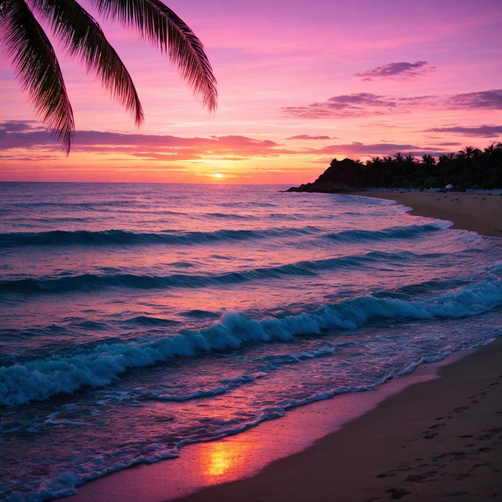 Sunset, Beachside, lush, pink by @ai_generated