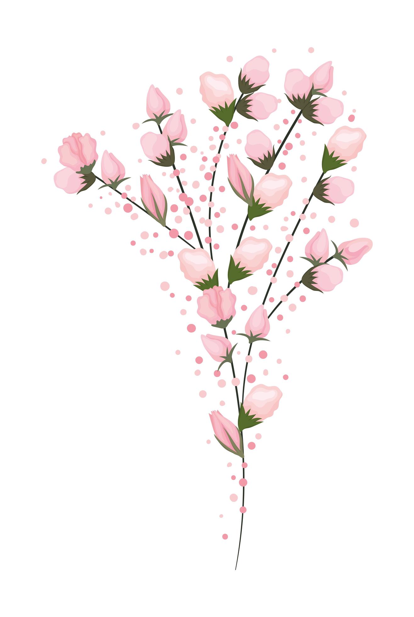 Pink buds flowers bouquet painting Stock Free