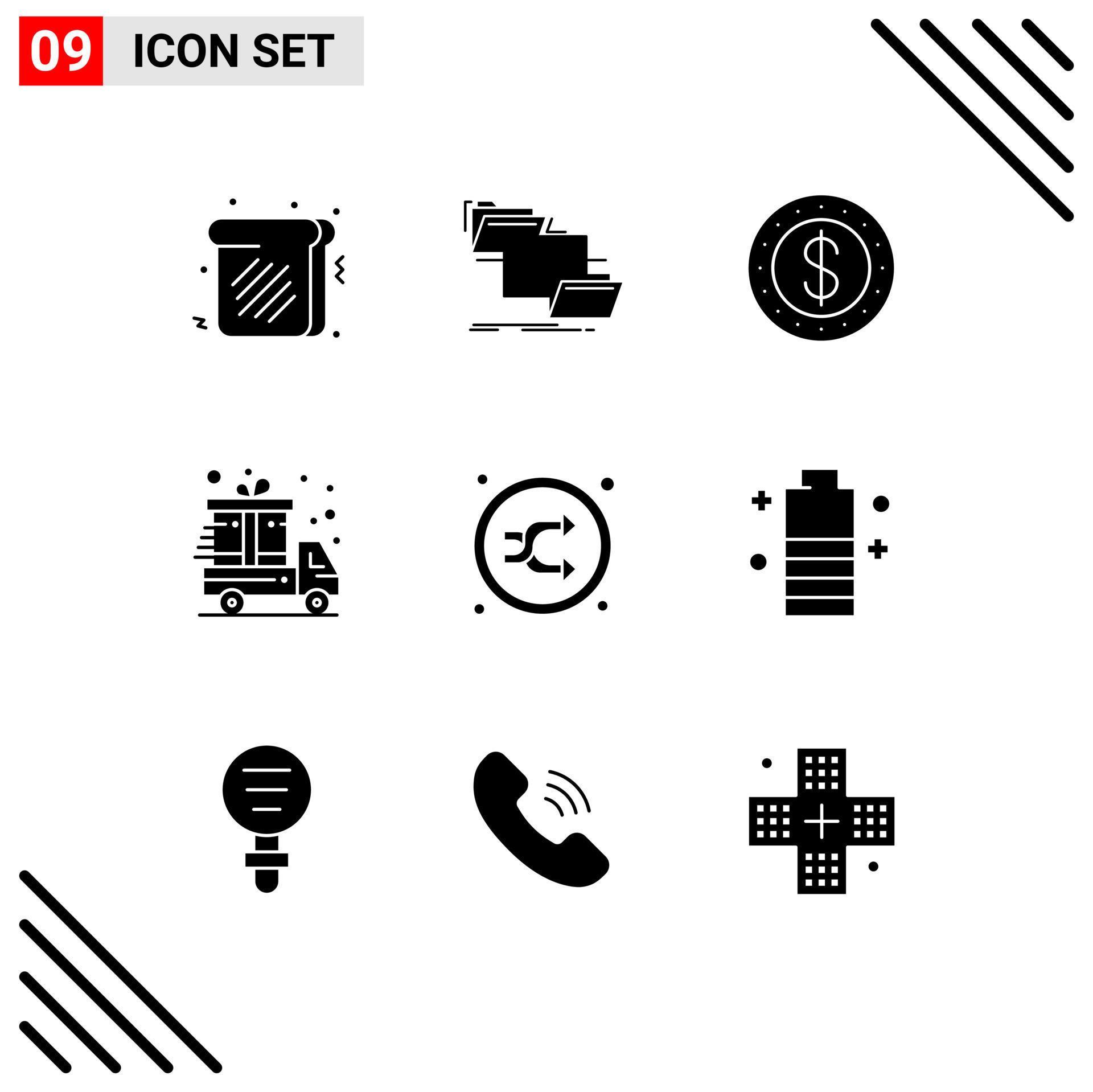 Group of 9 Modern Solid Glyphs Set for random mix dollar arrow cyber monday Editable Vector Design Elements Stock Free