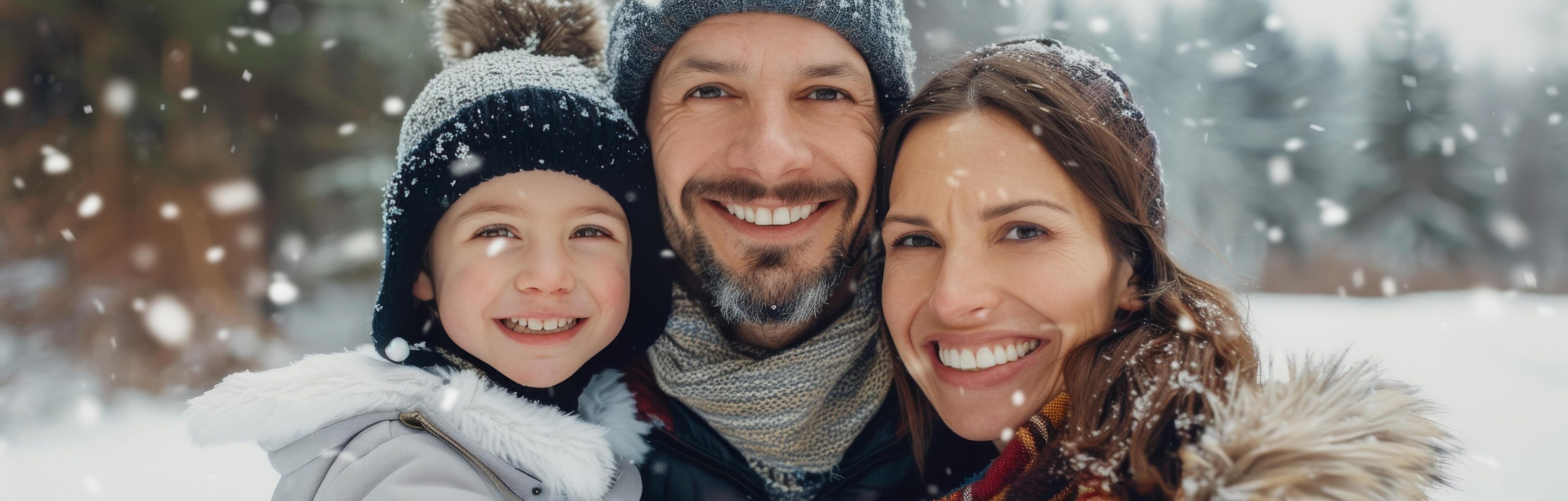 Family Portrait in Winter Snow Stock Free