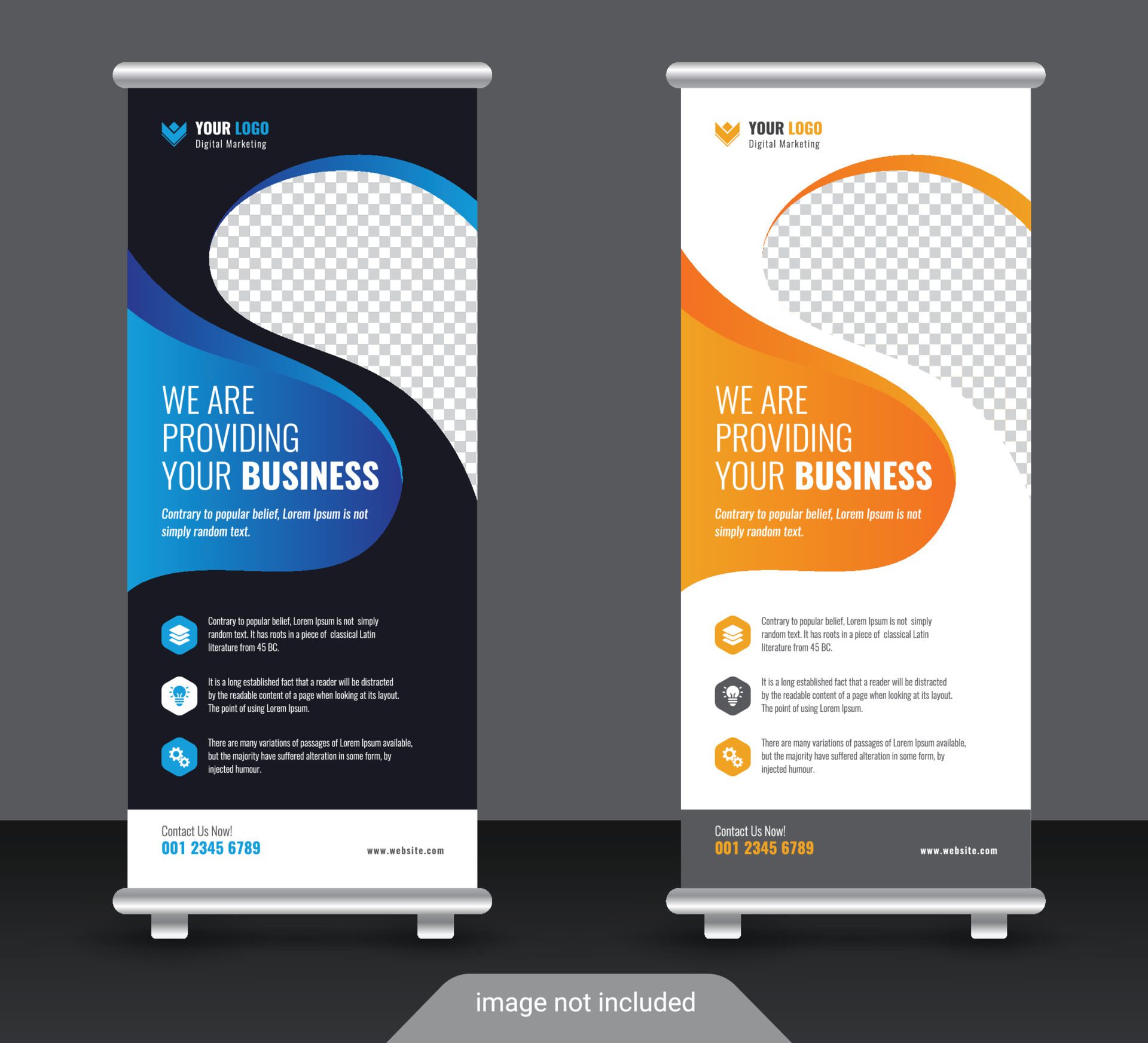 Creative corporate and business roll up banner design template Free Vector