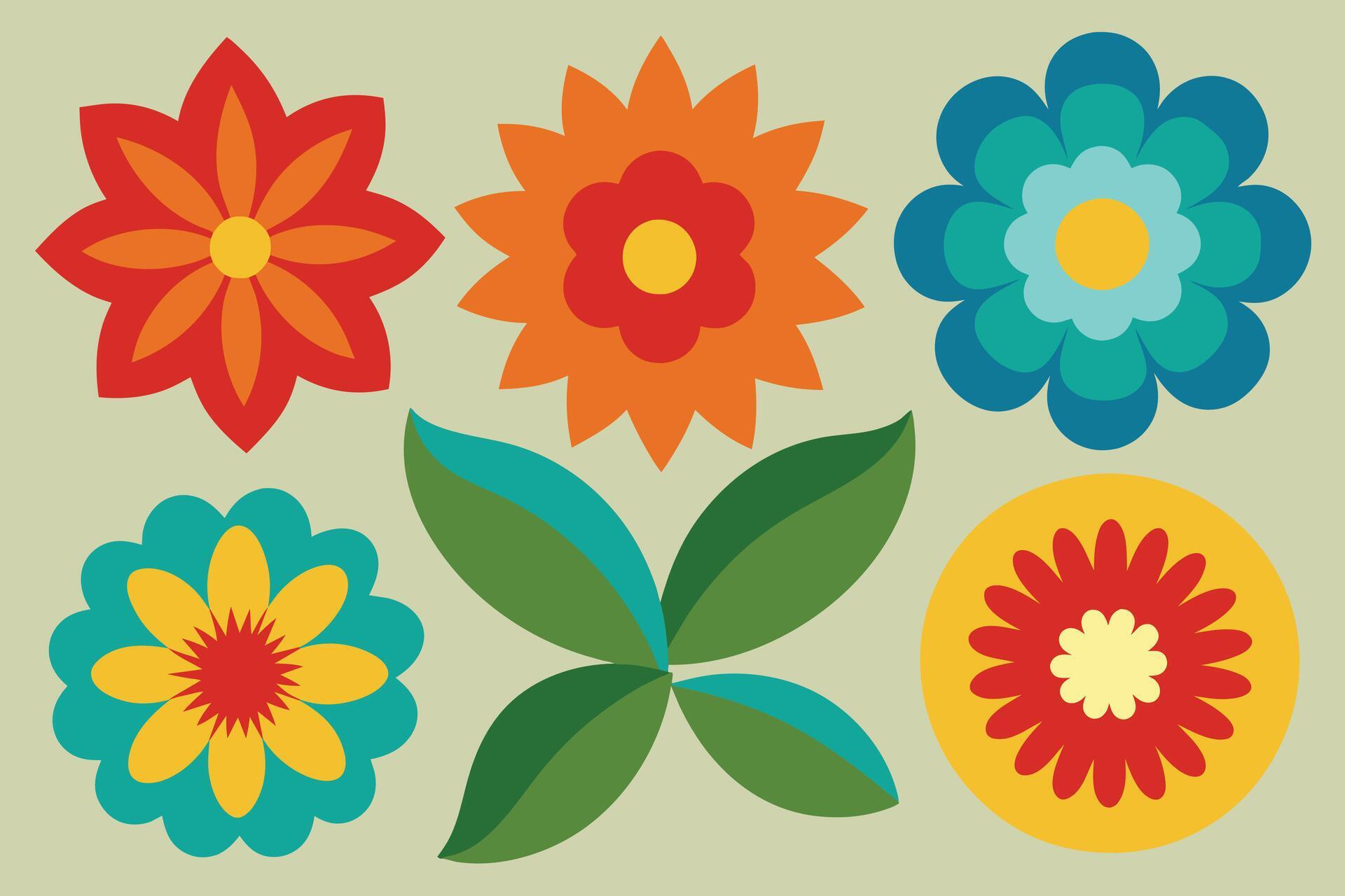 Assorted Flower Shape Vector Stock Free