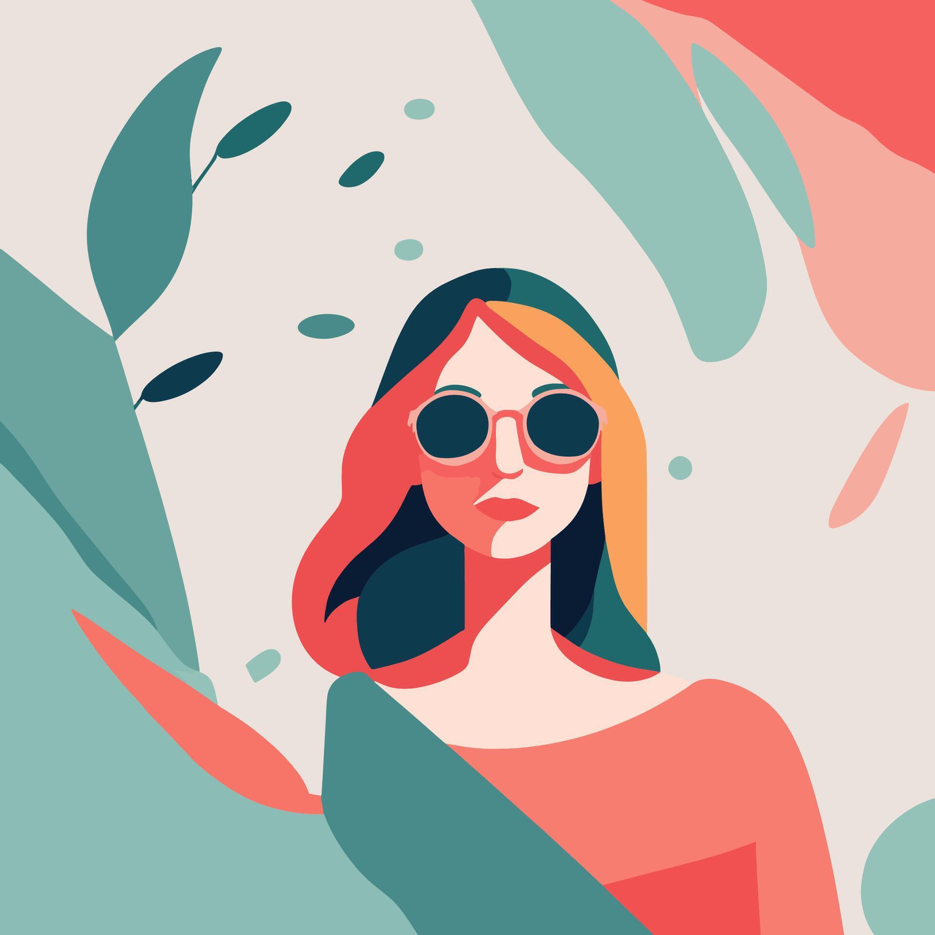 Illustration vector woman with flowers Stock Free