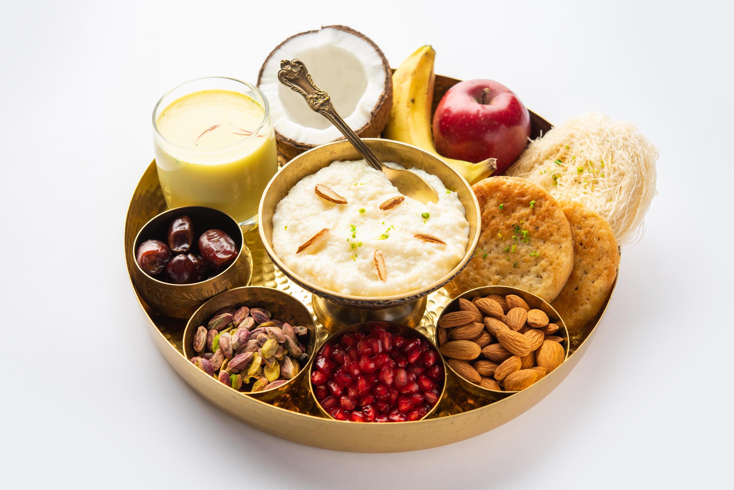 Sargi – Karwa Chauth breakfast menu before starting fasting or upwas on karva chauth, Indian food Stock Free