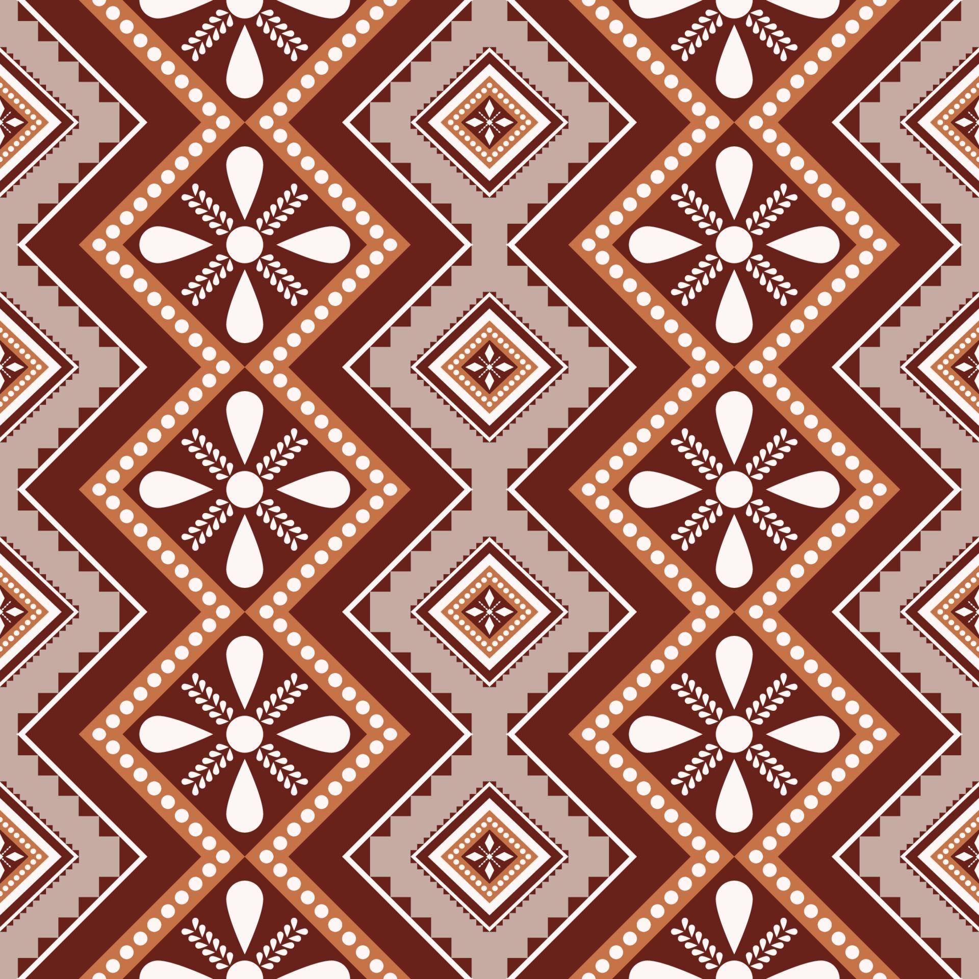 Ethnic brown color geometric flower shape seamless pattern background. Use for fabric, textile, interior decoration elements, upholstery, wrapping. Stock Free and Free SVG