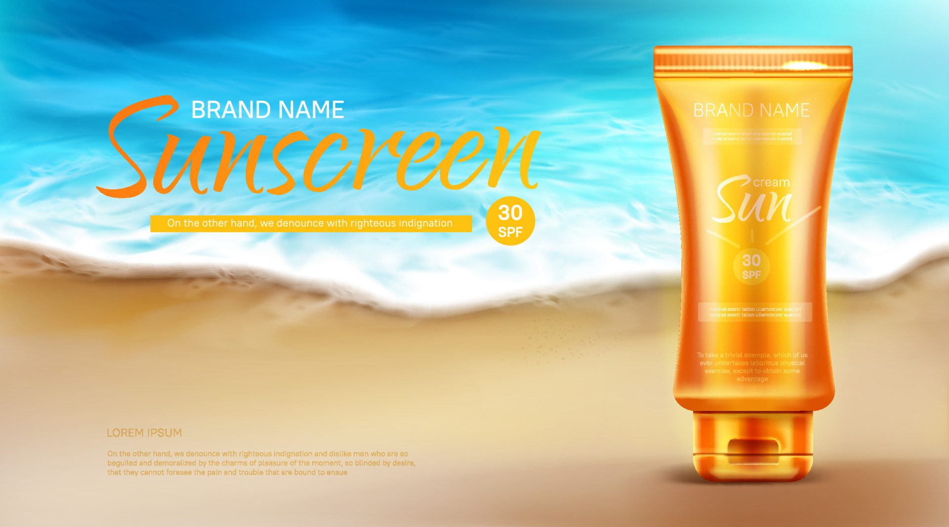 Sunscreen protection uv cosmetic banner, summer Free Vector