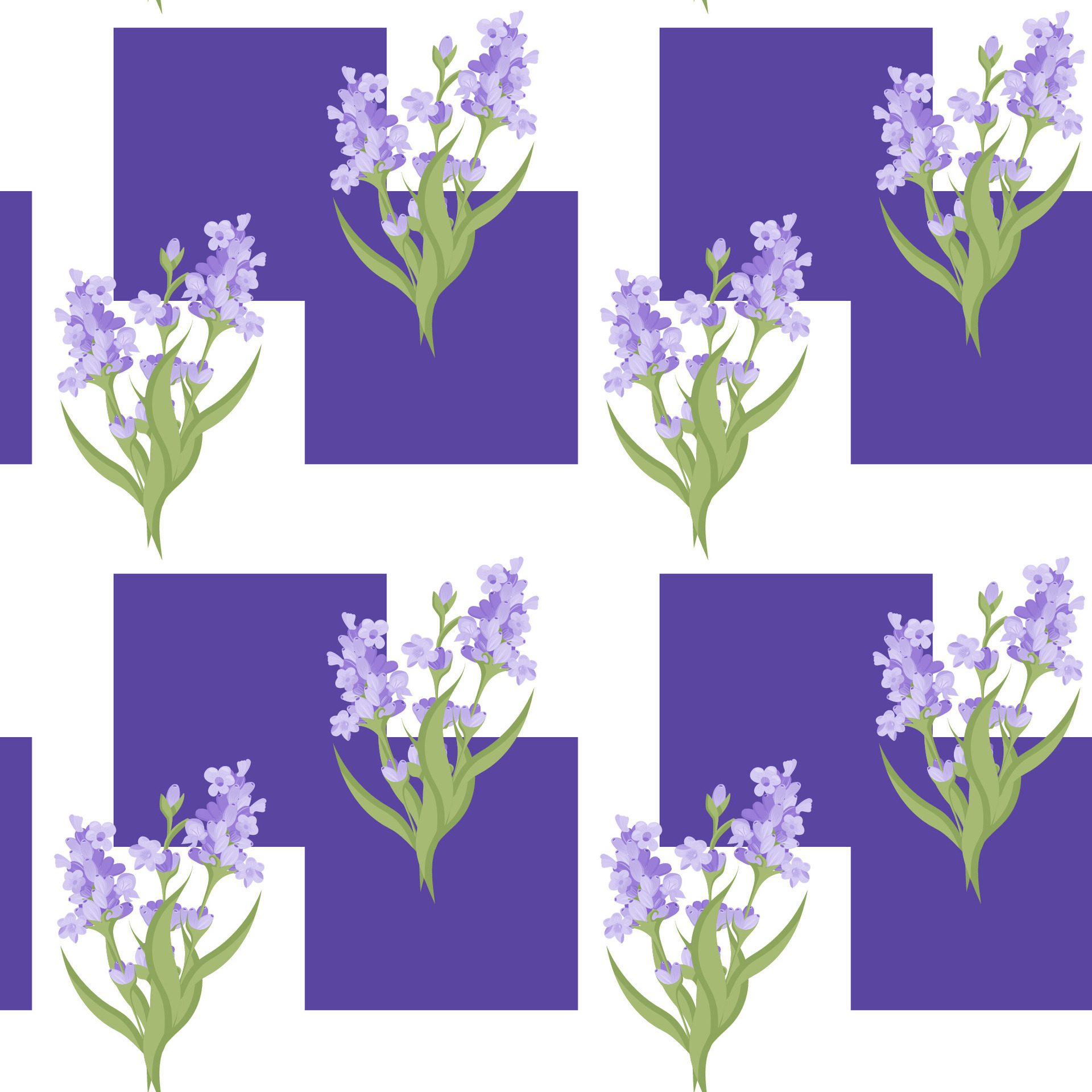 A sprig of lavender. Purple flower. Seamless pattern. illustration. Free Vector