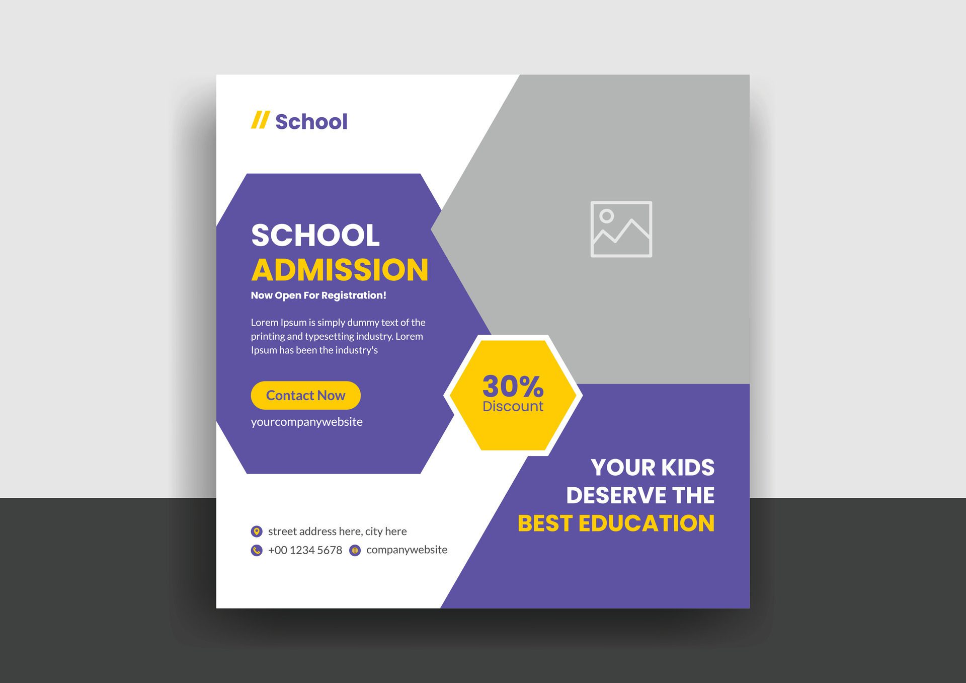 School admission social media post web banner template Free Vector