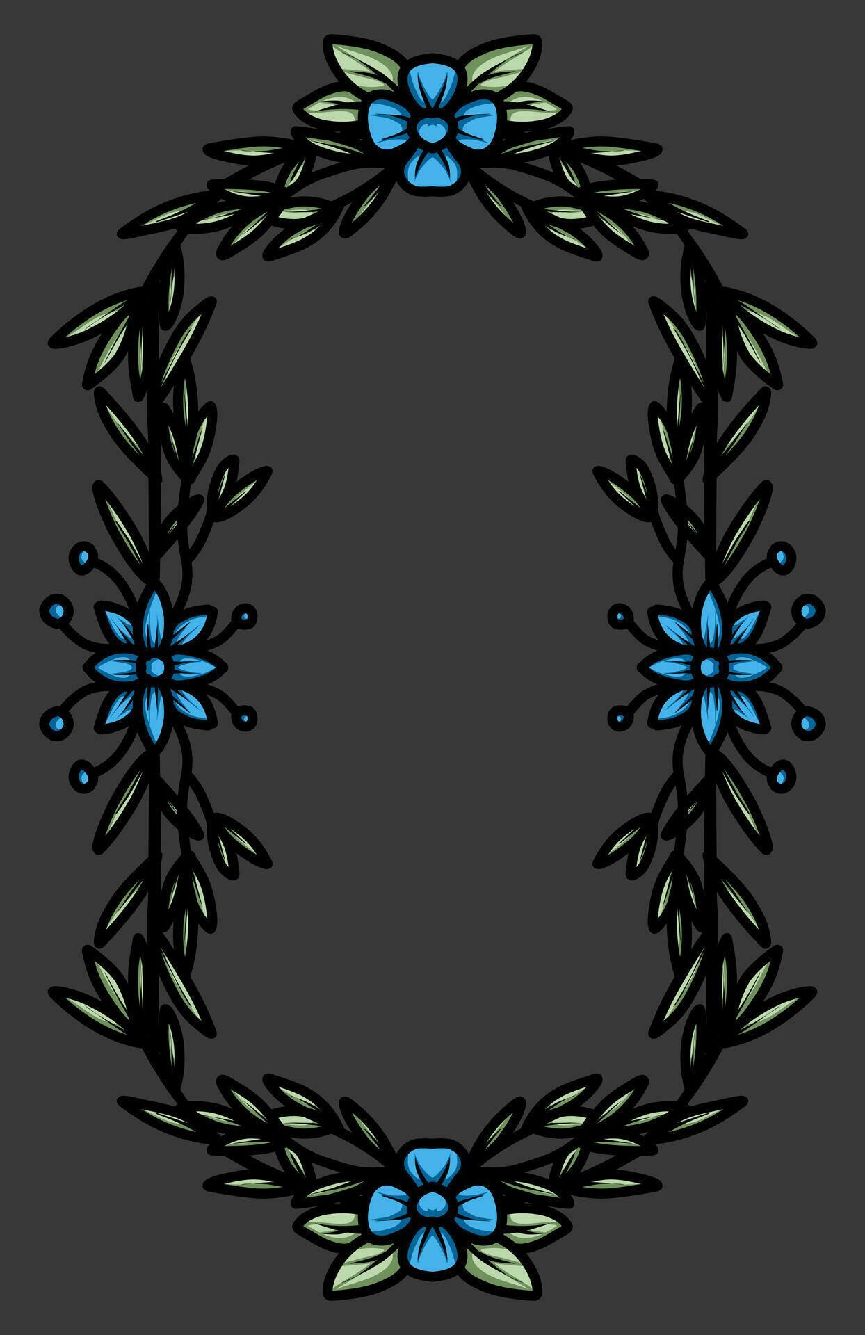 border frame with an arrangement of leaves and flowers Stock Free