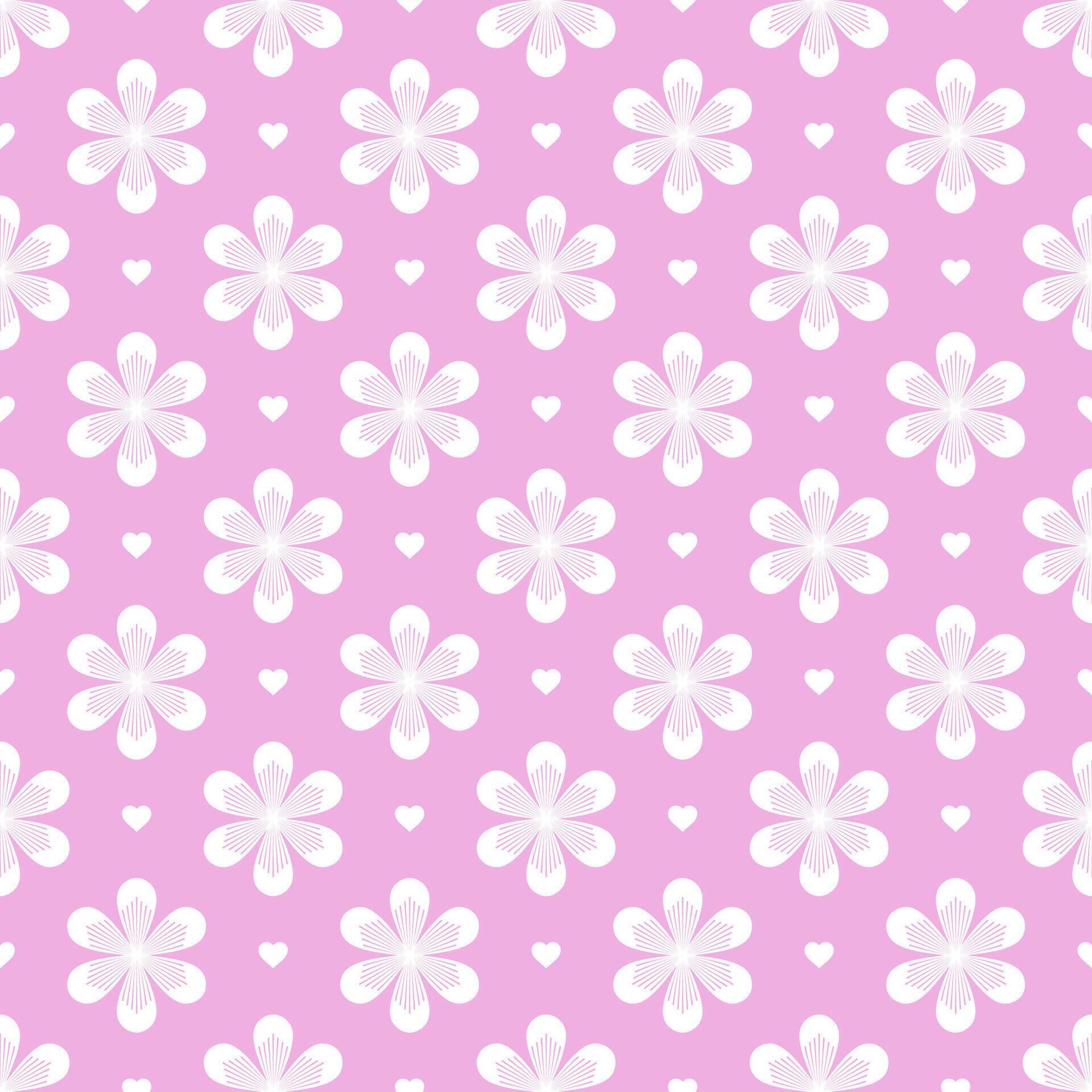 Cute simple girly seamless pattern white flowers Stock Free