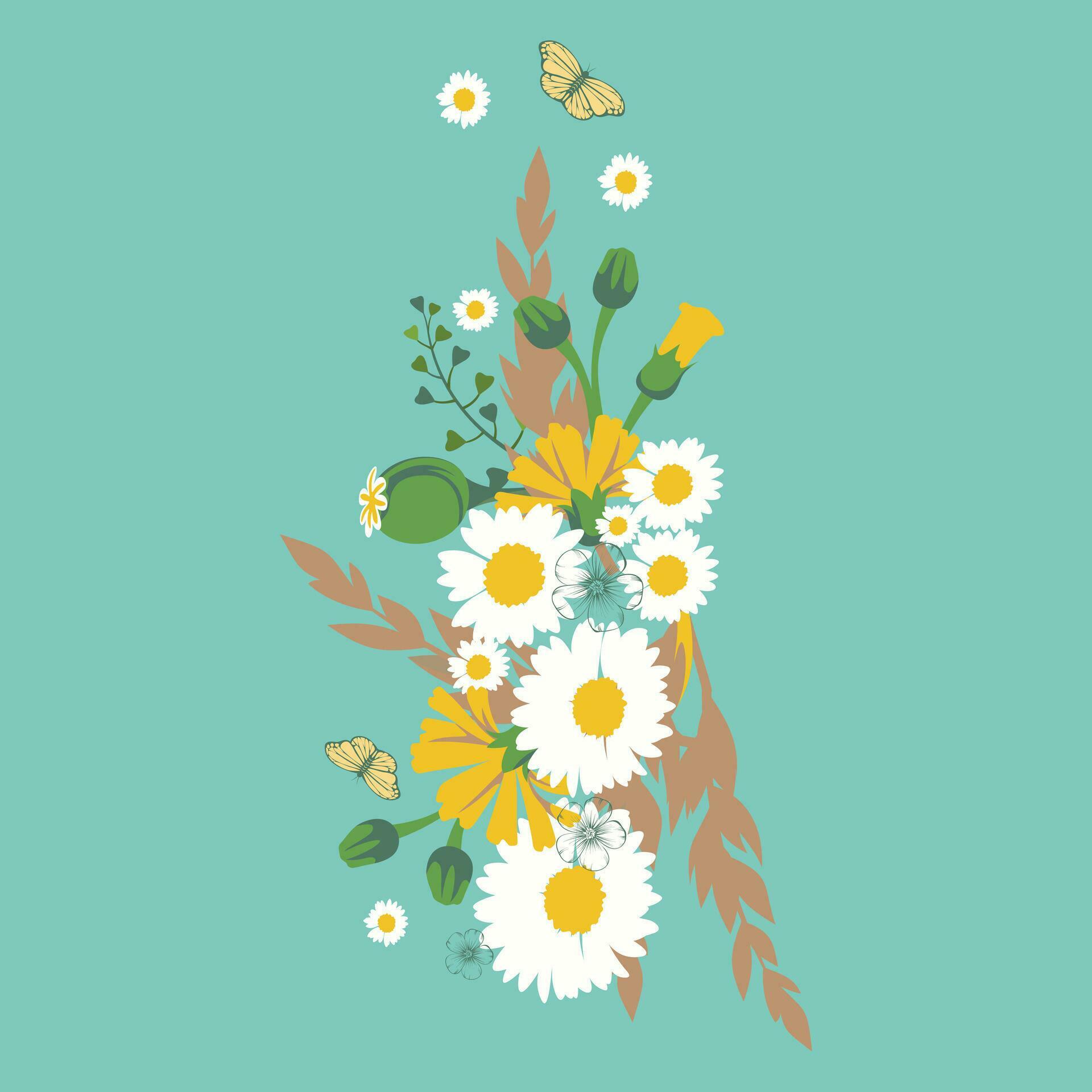 Flower vector illustration isolated on green background Stock Free